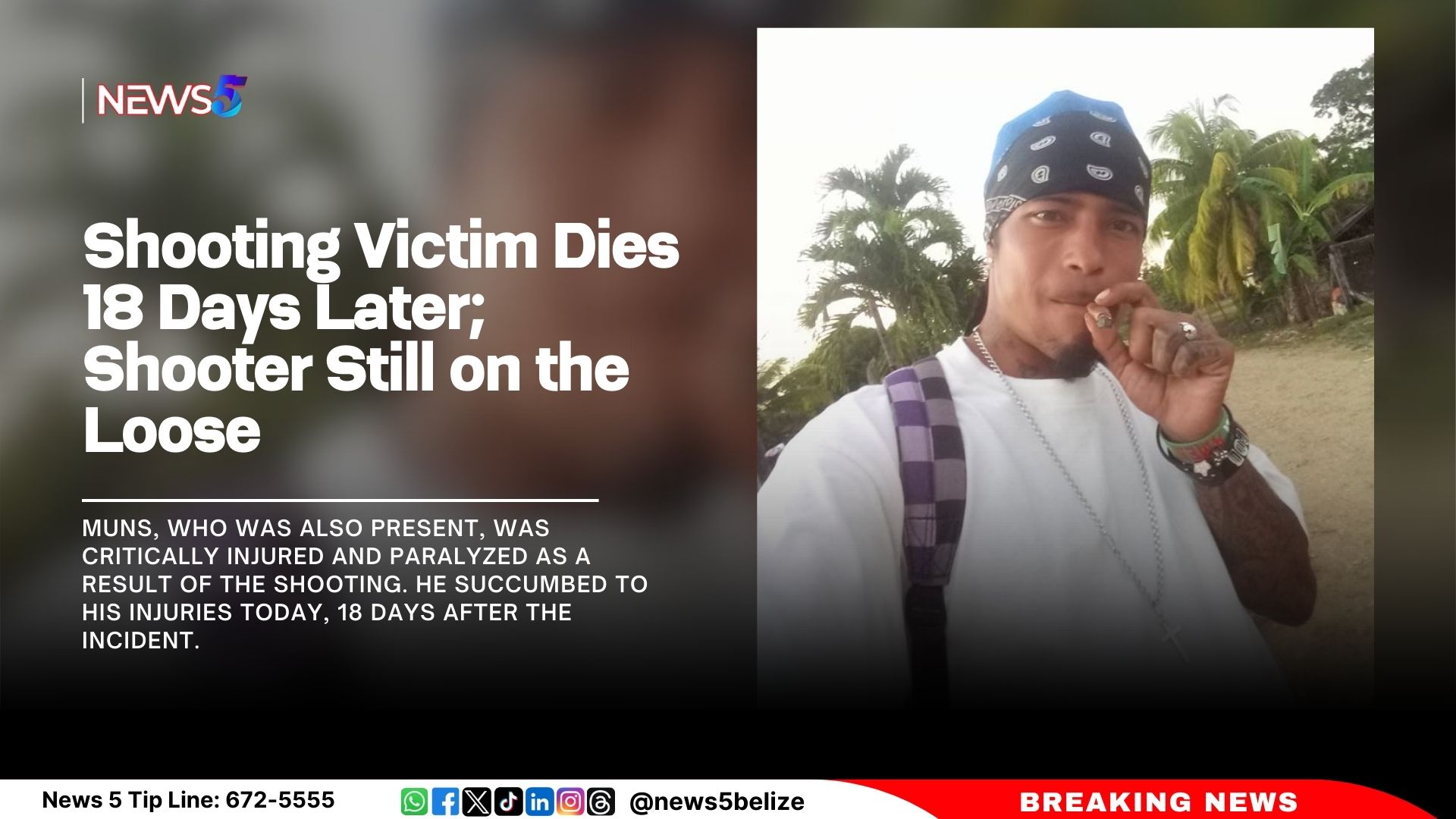 Shooting Victim Dies 18 Days Later, Shooter Still on the Loose