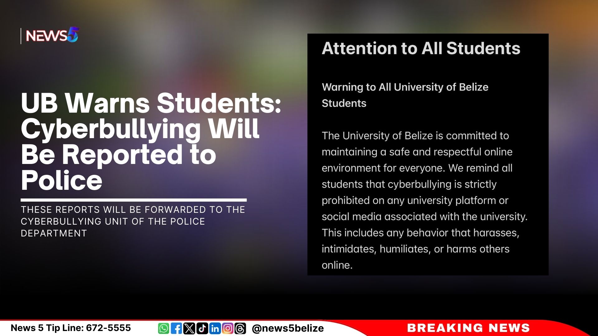 UB Warns Students: Cyberbullying Will Be Reported to Police