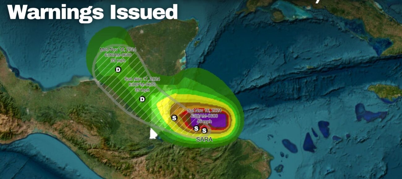 TS Sara Moves Toward Belize, Flood Warnings Issued
