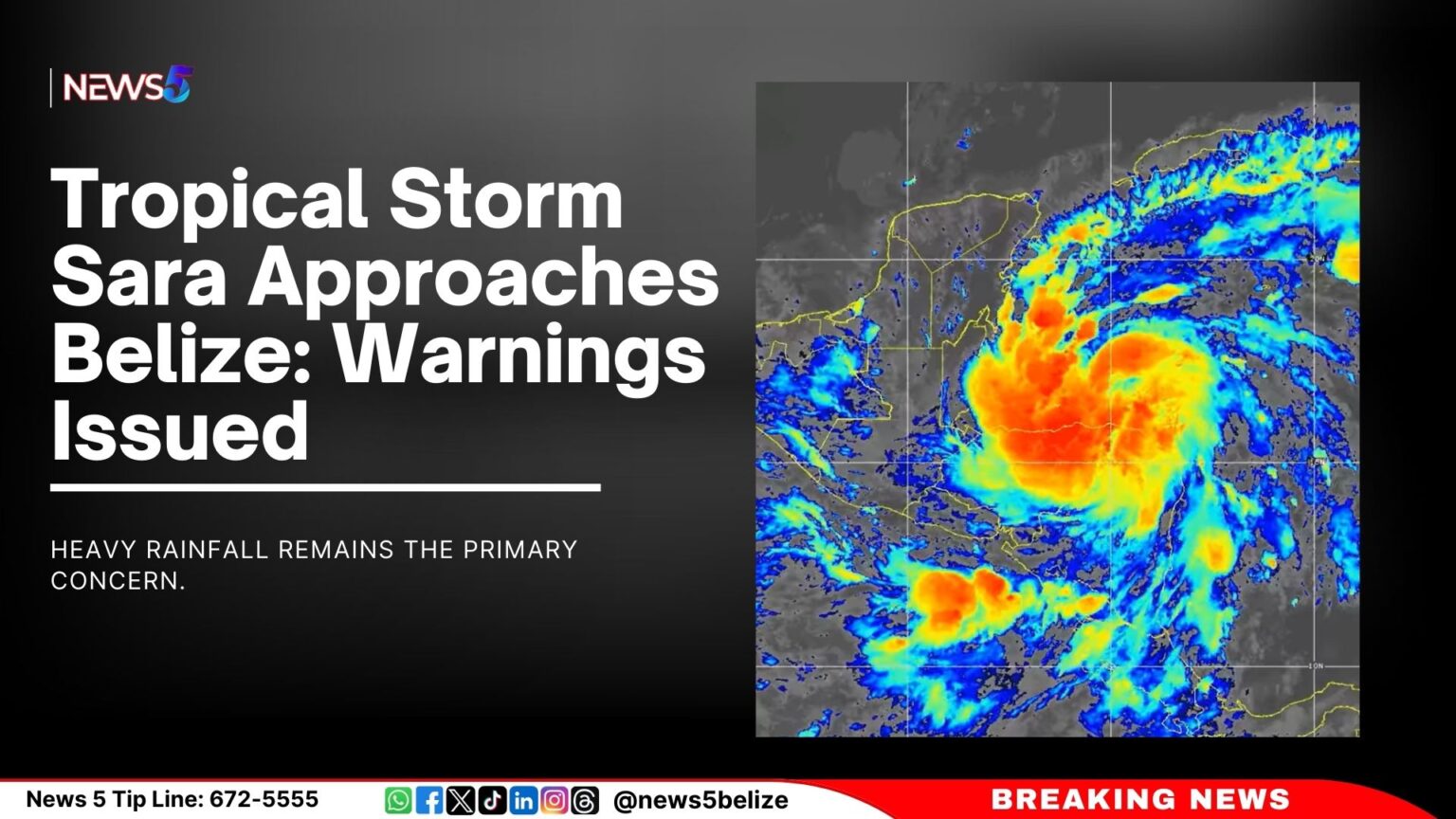 Tropical Storm Sara Approaches Belize: Warnings Issued | Greater Belize ...