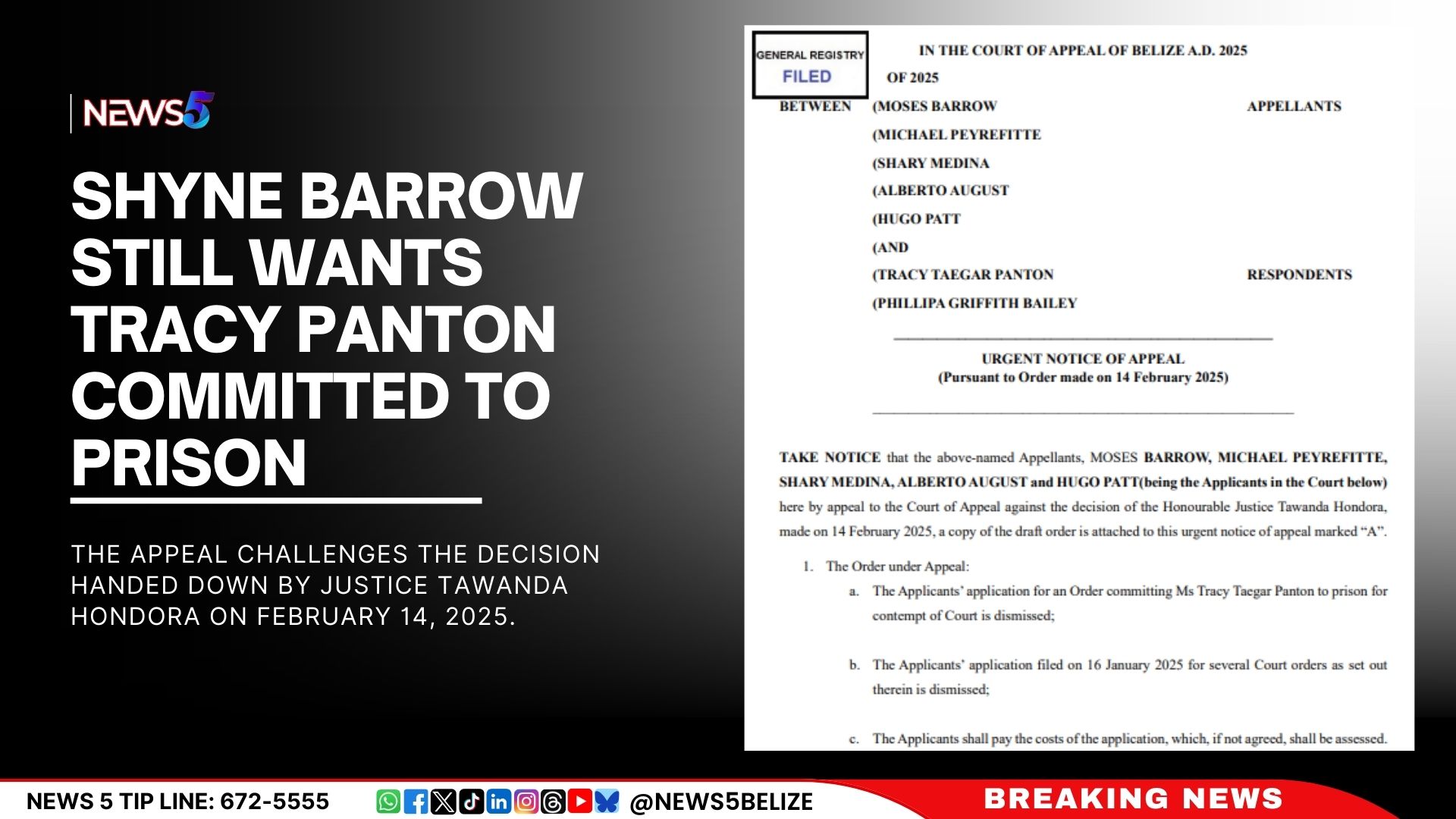 Shyne Barrow Still Wants Tracy Panton Committed to Prison