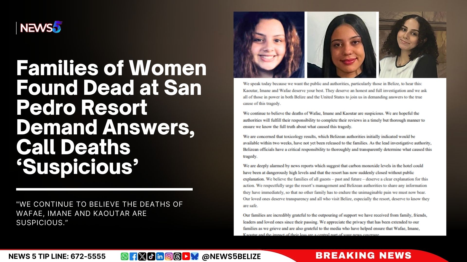 Families of Women Found Dead at San Pedro Resort Demand Answers, Call Deaths ‘Suspicious’