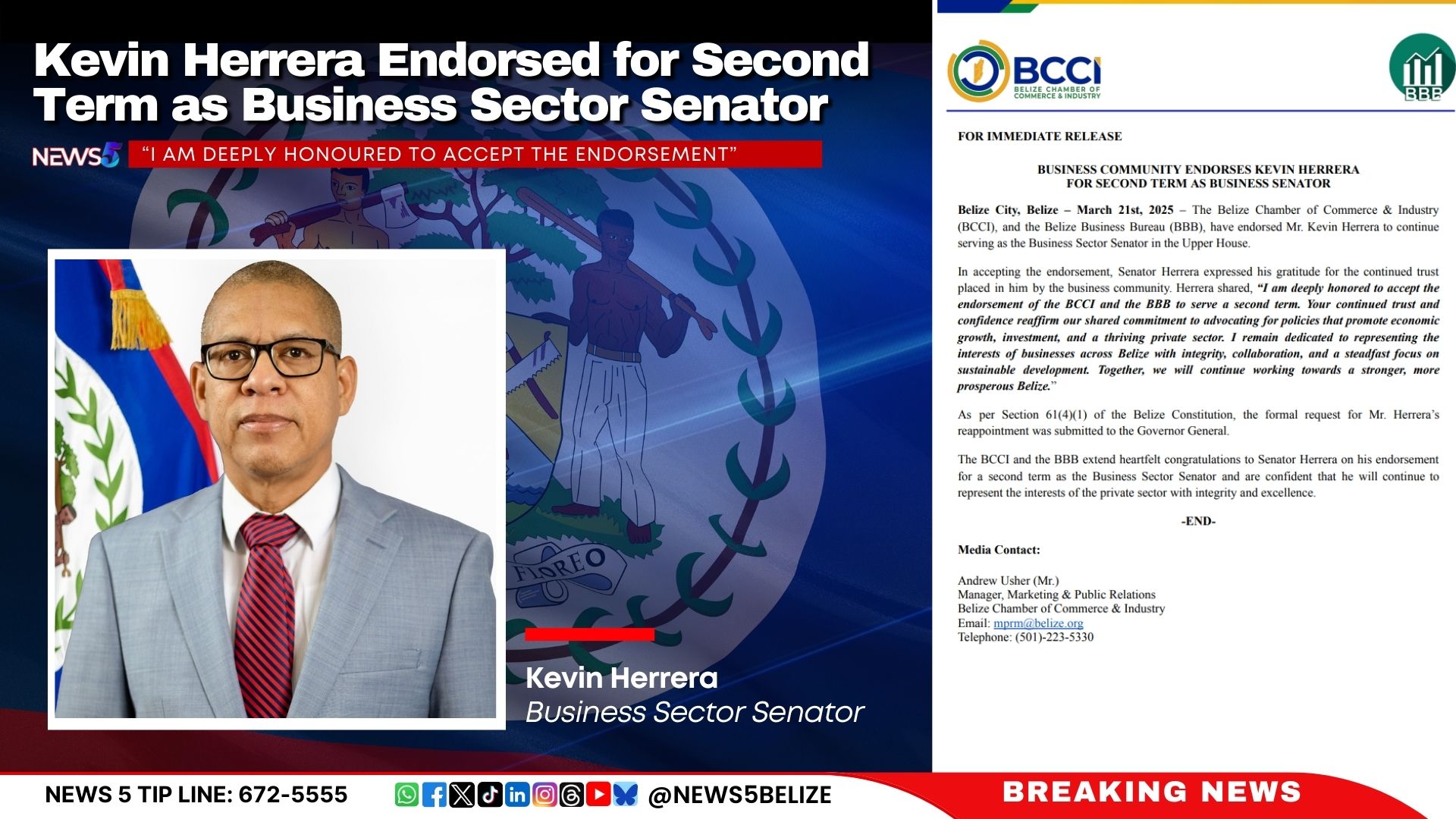 Kevin Herrera Endorsed for Second Term as Business Sector Senator