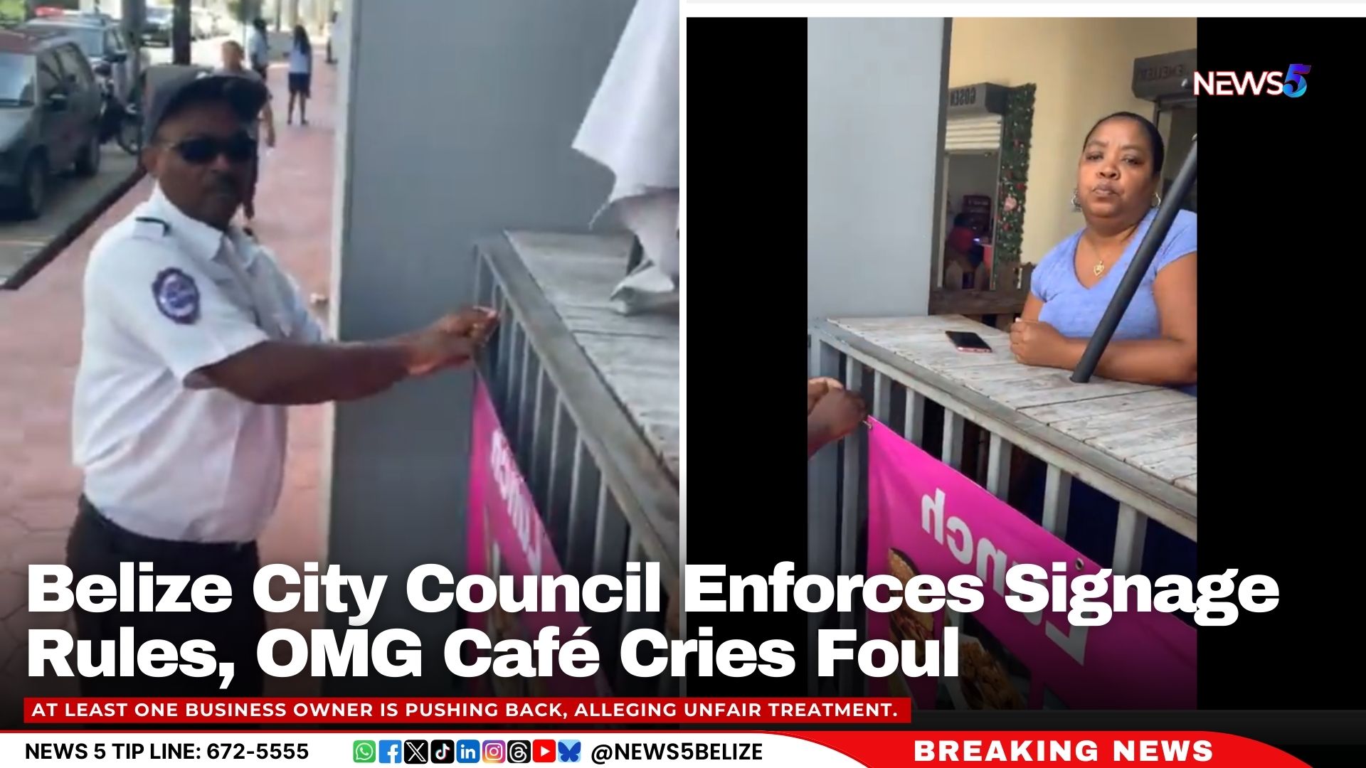 Belize City Council Enforces Signage Rules, OMG Café Cries Foul