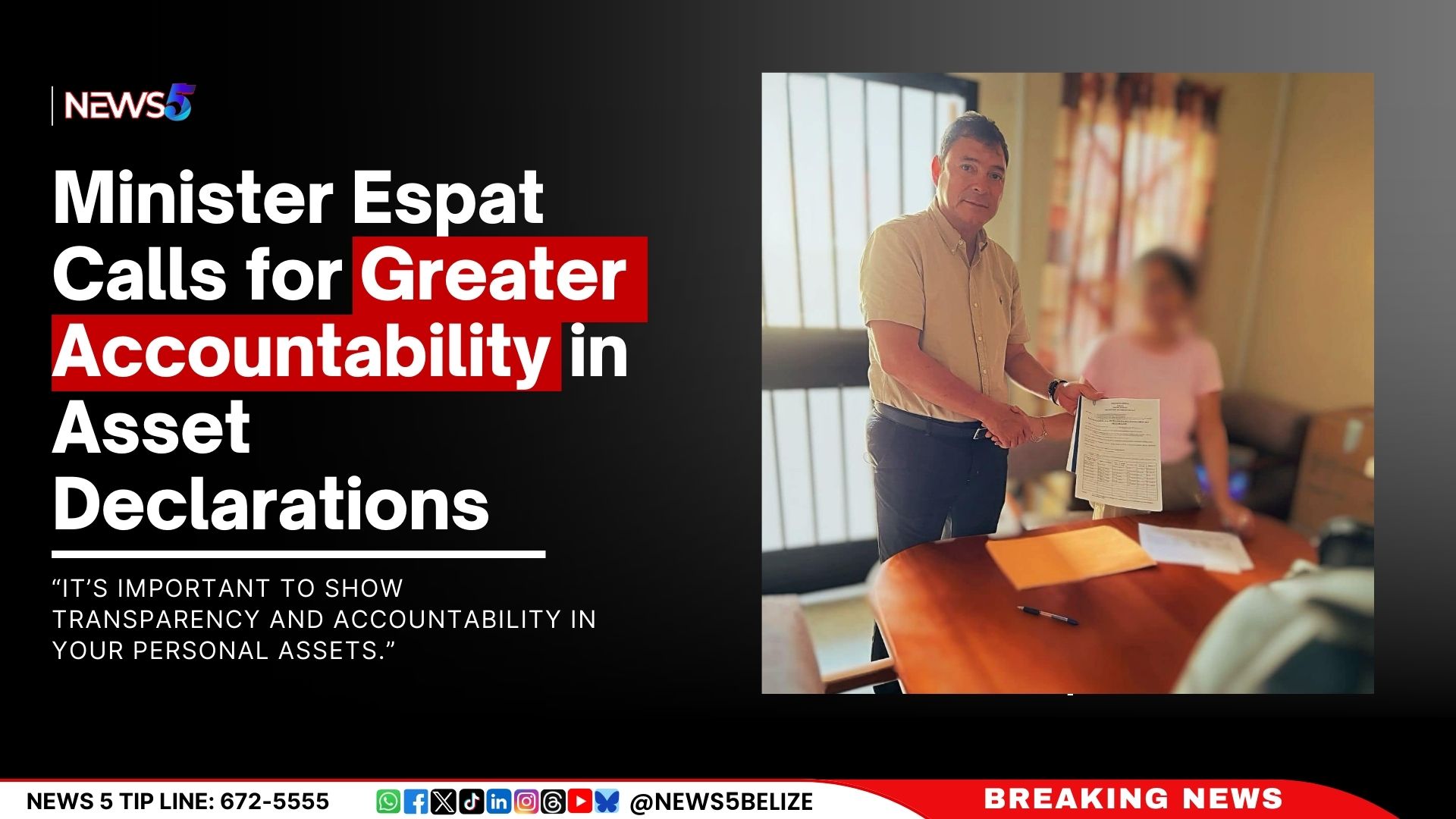 Minister Julius Espat Calls for Greater Accountability in Asset Declarations