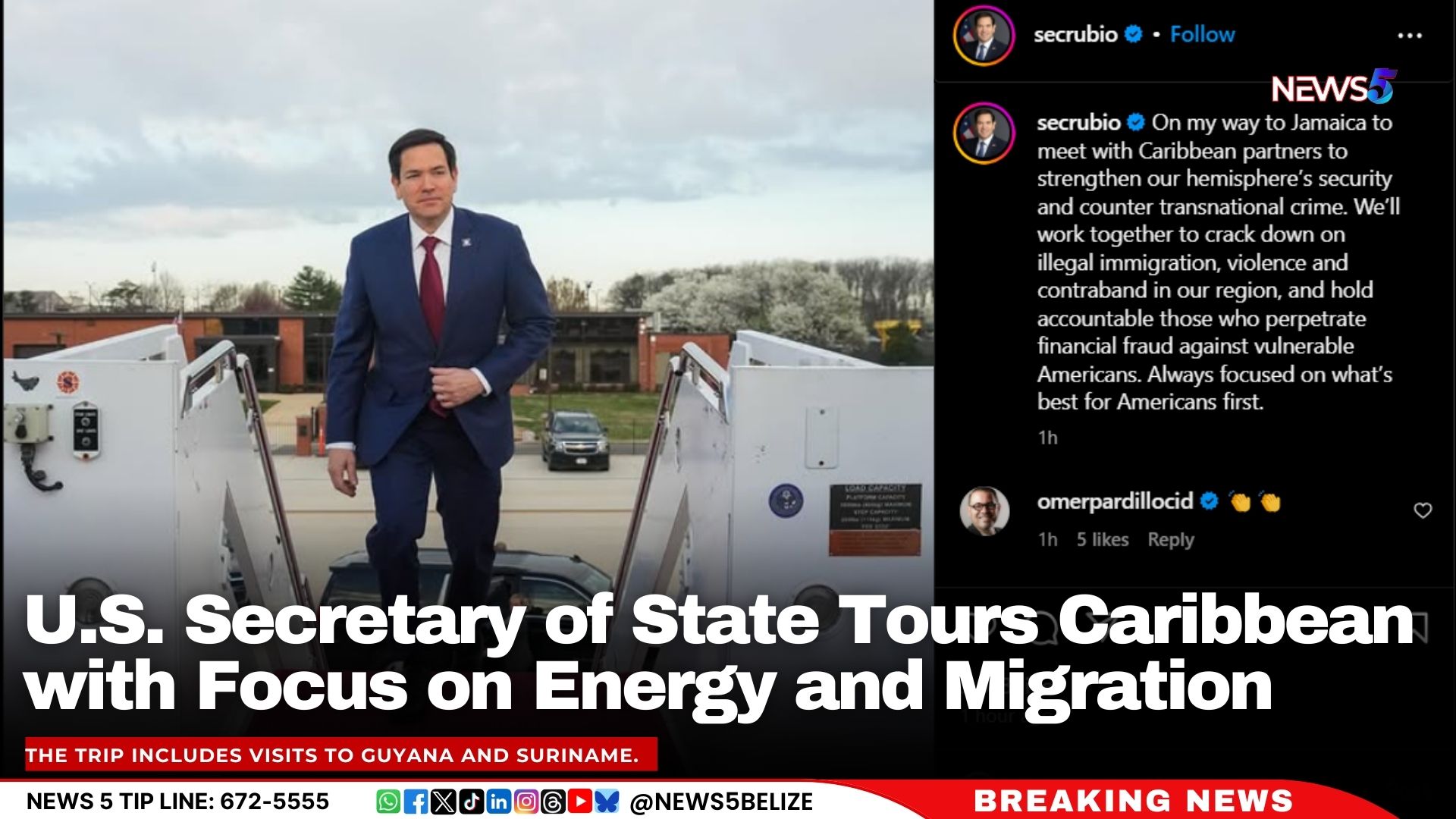 U.S. Secretary of State Tours Caribbean with Focus on Energy and Migration