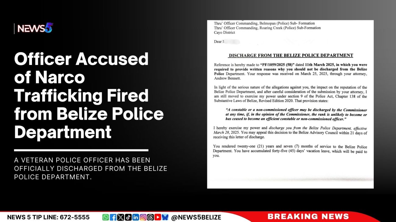 Officer Accused of Narco Trafficking Fired from Belize Police Department