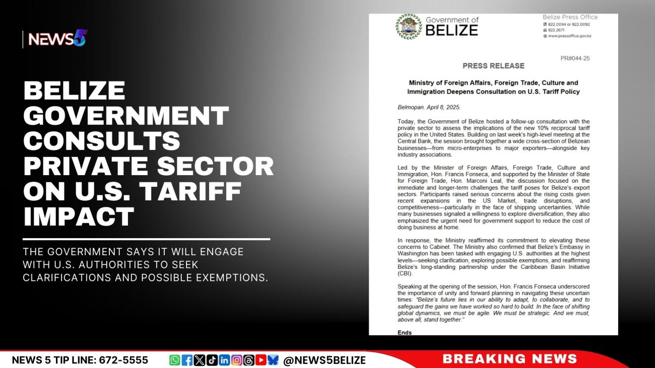 Belize Government Consults Private Sector on U.S. Tariff Impact