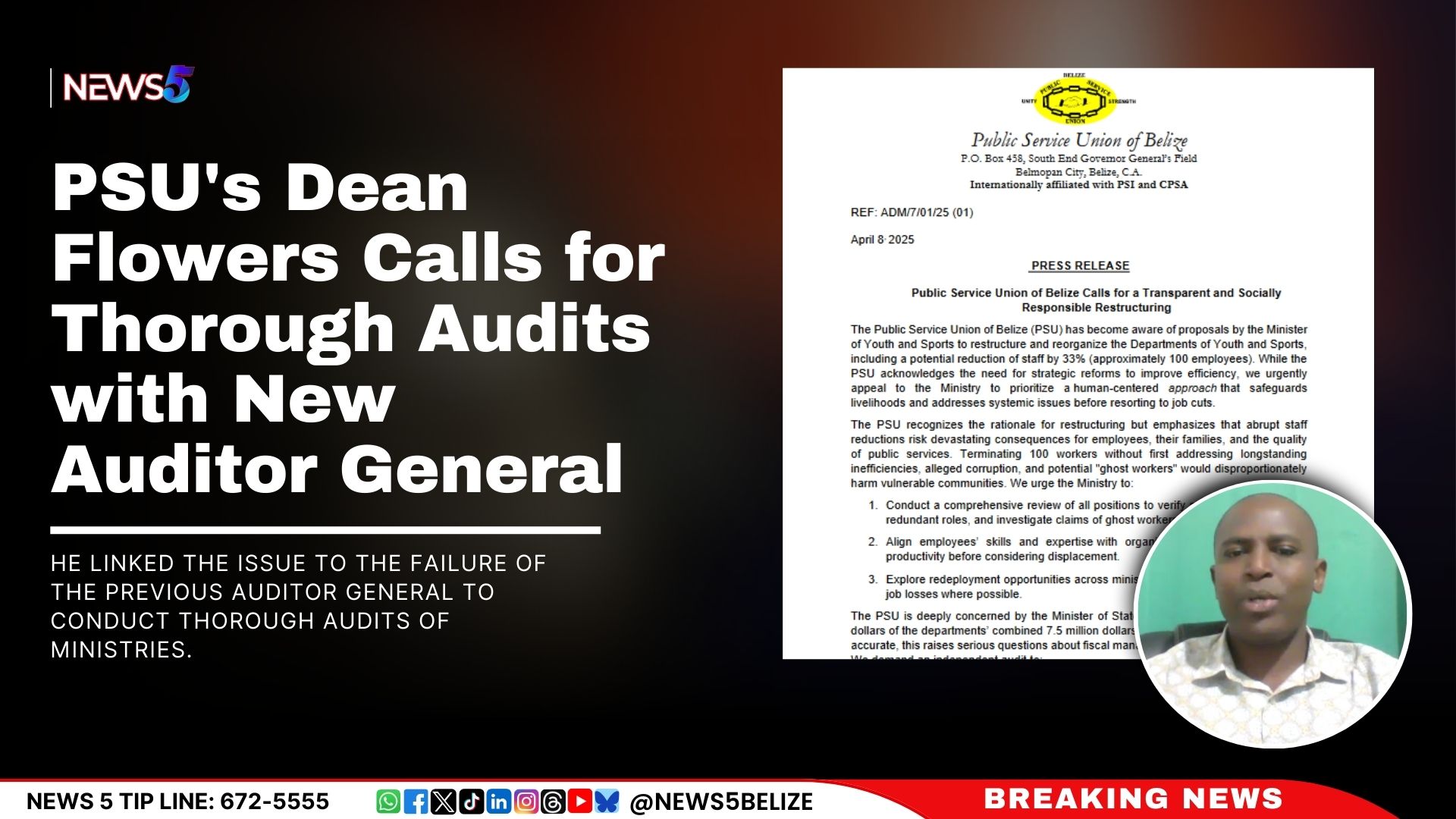 PSU's Dean Flowers Calls for Thorough Audits with New Auditor General