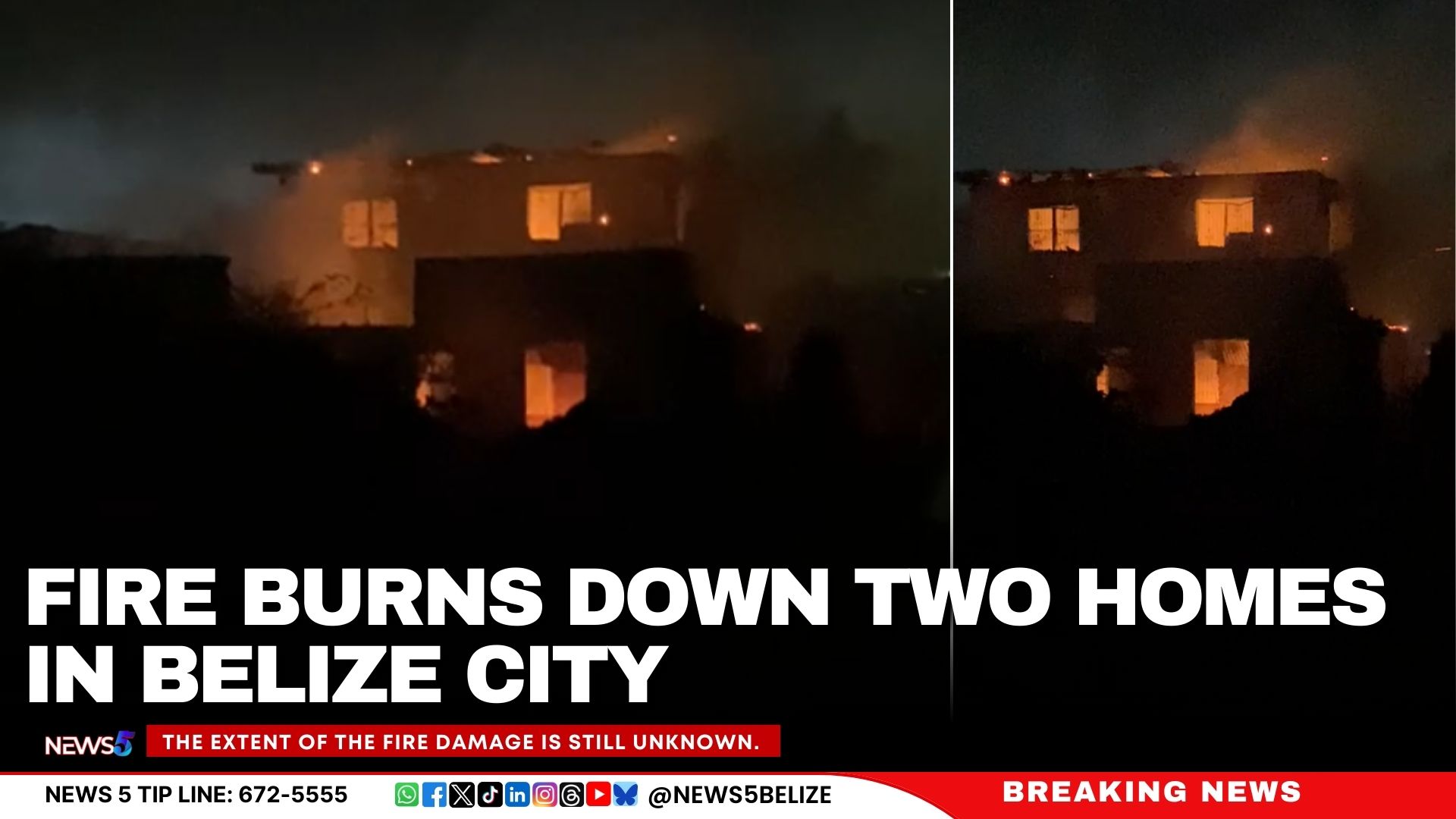 Fire Burns Down Two Homes in Belize City