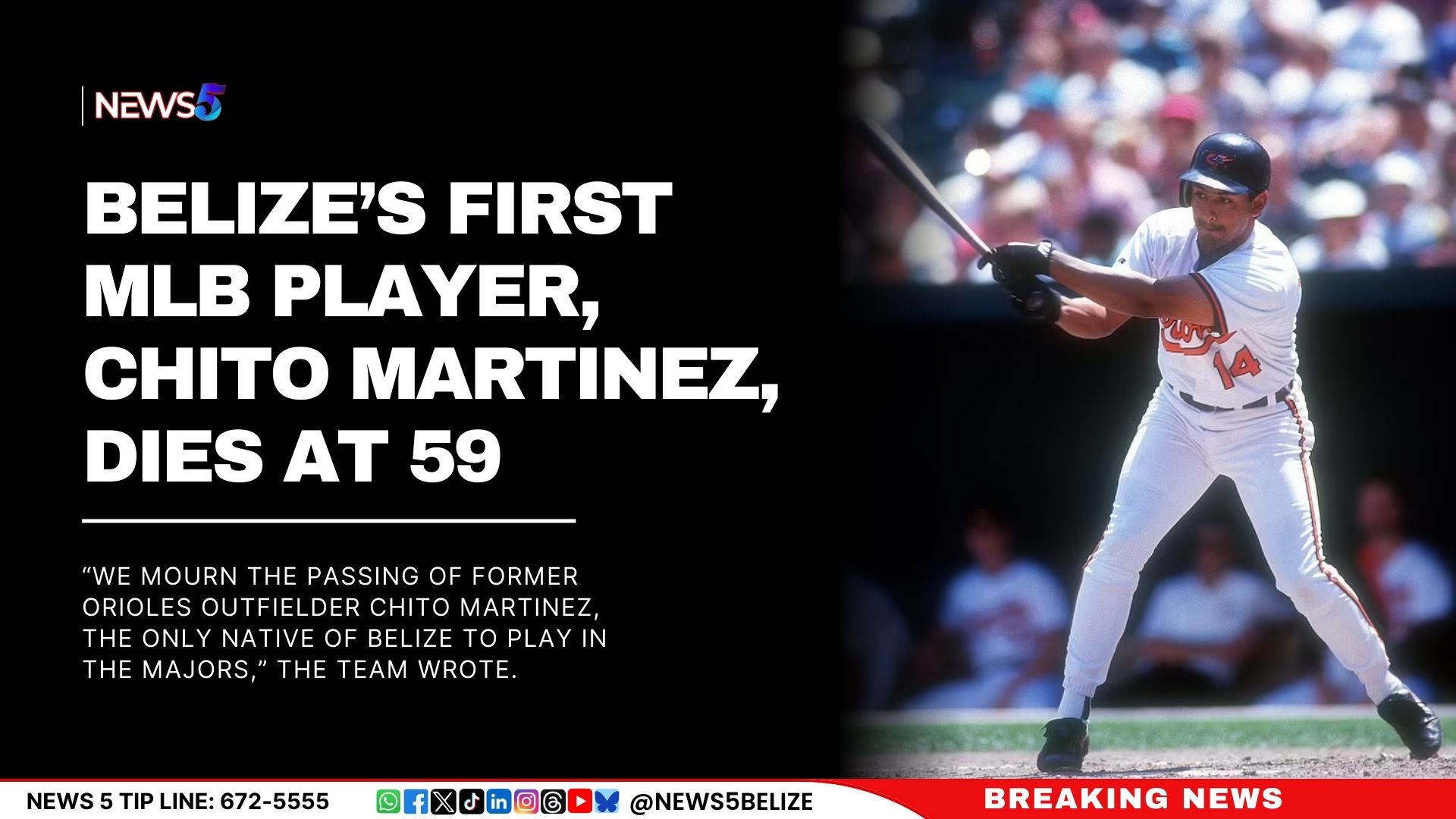 Belize’s First MLB Player, Chito Martinez, Dies at 59