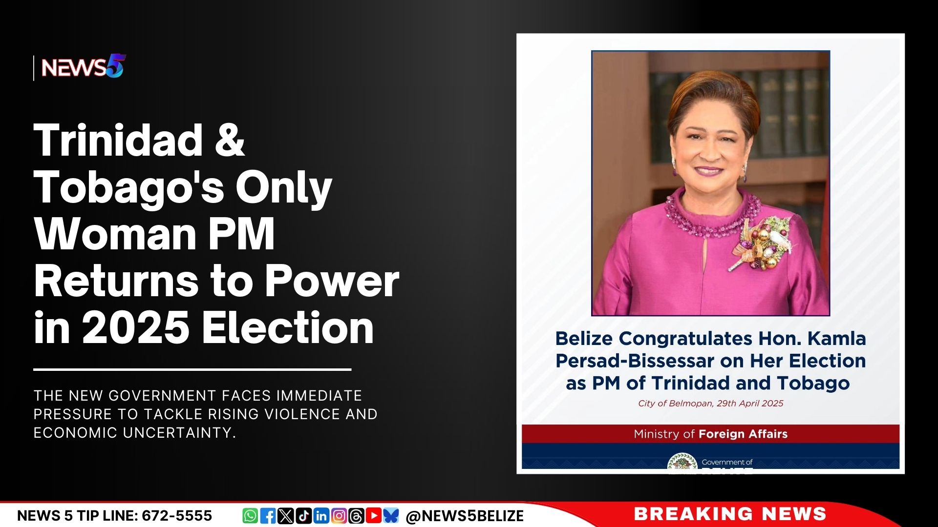 Trinidad & Tobago's Only Woman PM Returns to Power in 2025 Election