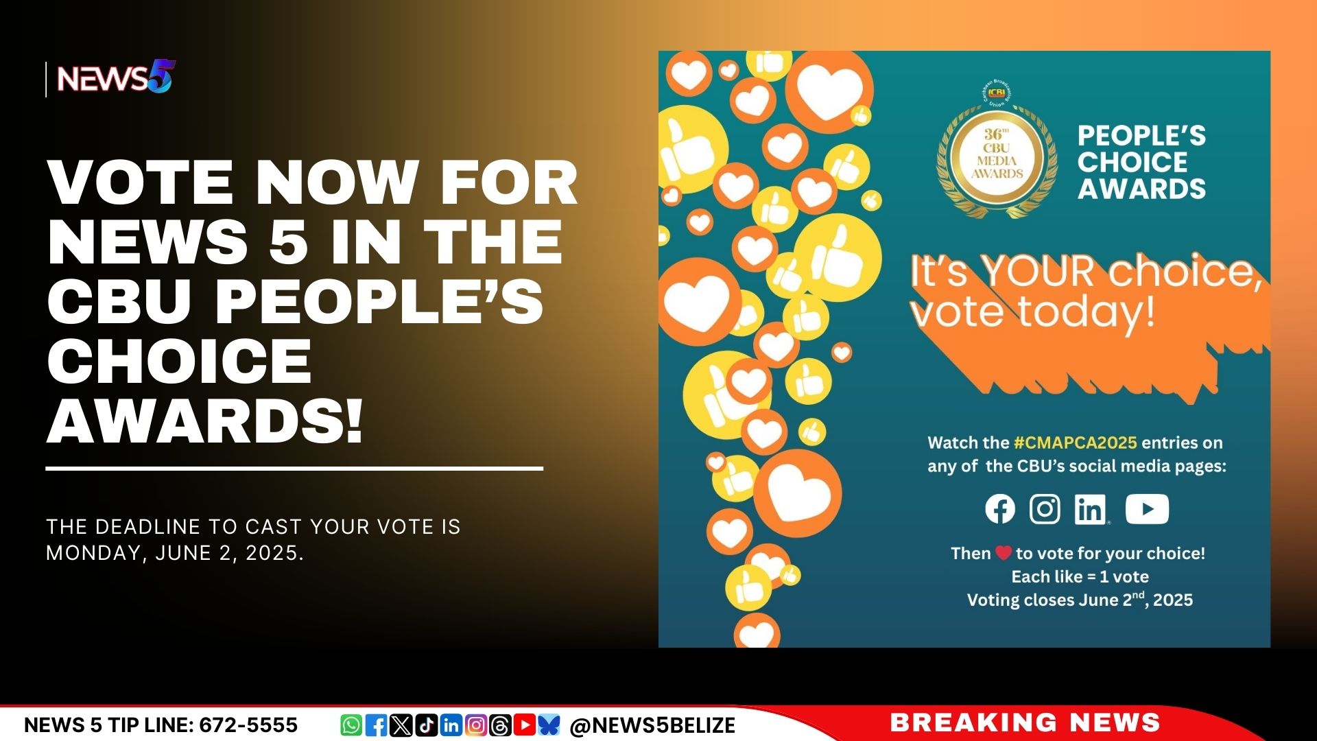 Vote Now for News 5 in the CBU People’s Choice Awards!