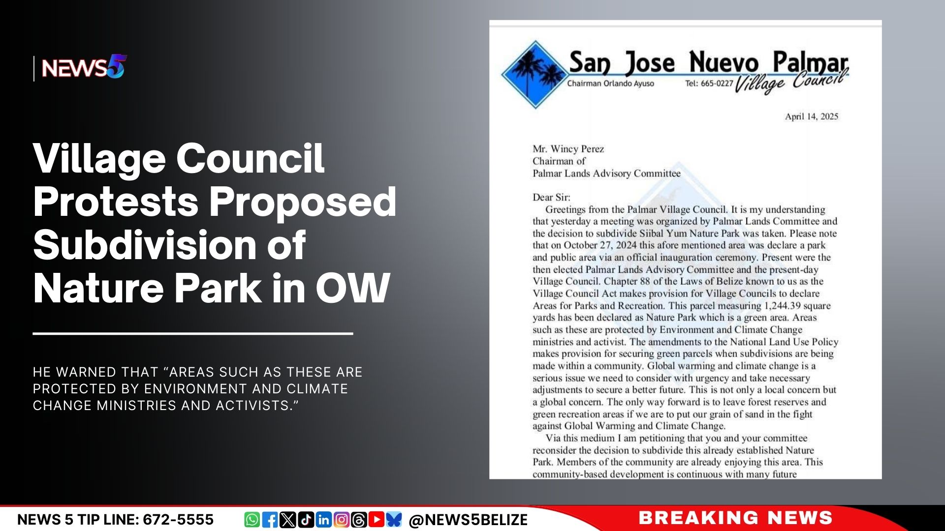 Village Council Protests Proposed Subdivision of Nature Park in OW