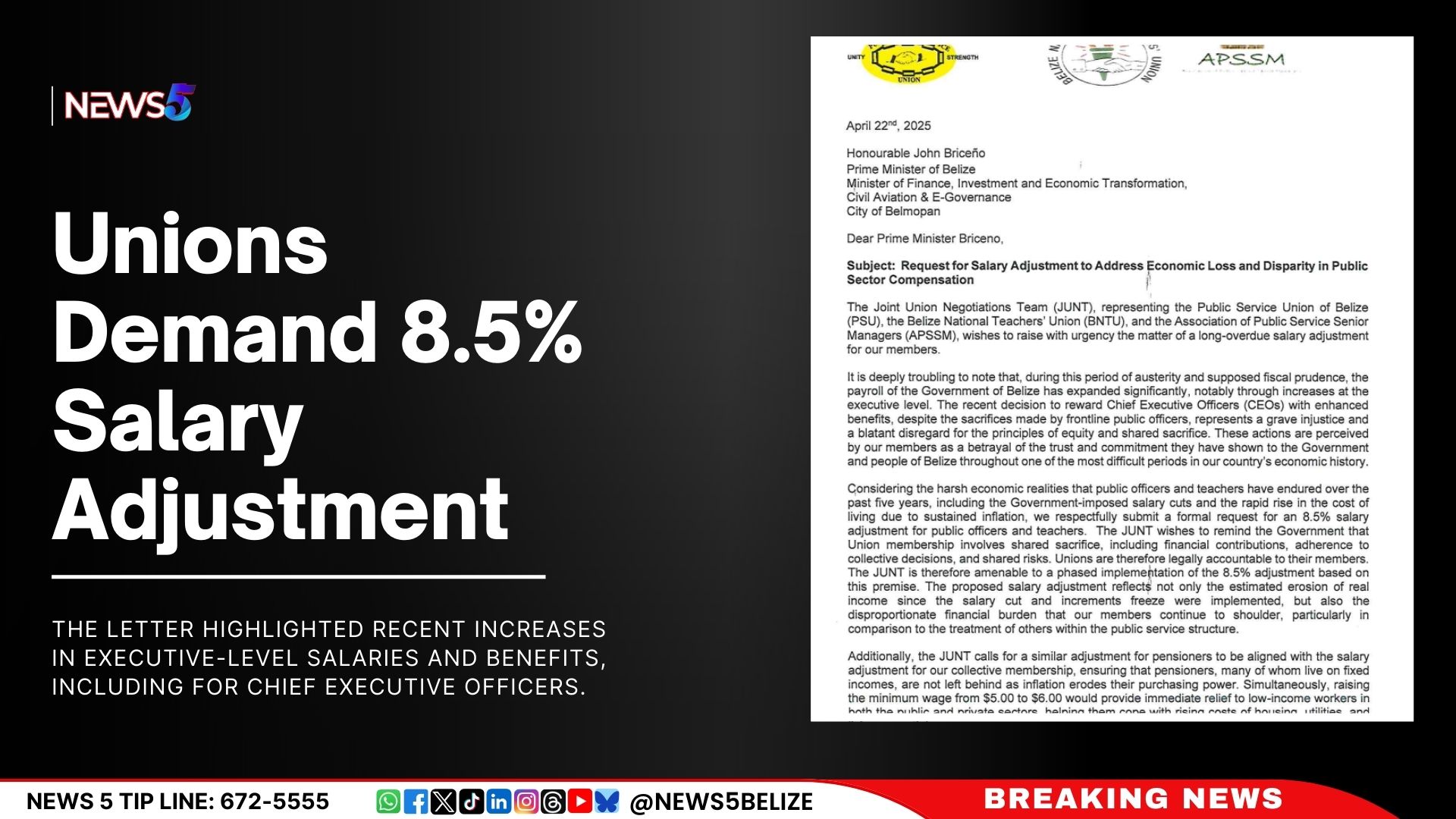 Unions Demand 8.5% Salary Adjustment