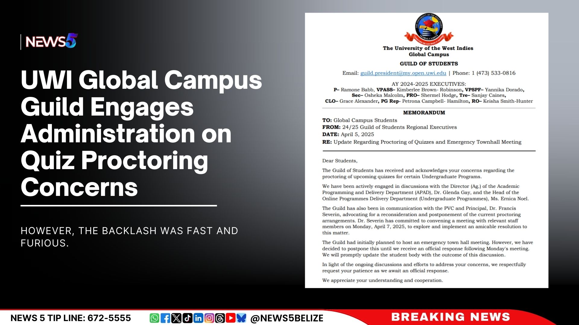 UWI Global Campus Guild Engages Administration on Quiz Proctoring Concerns
