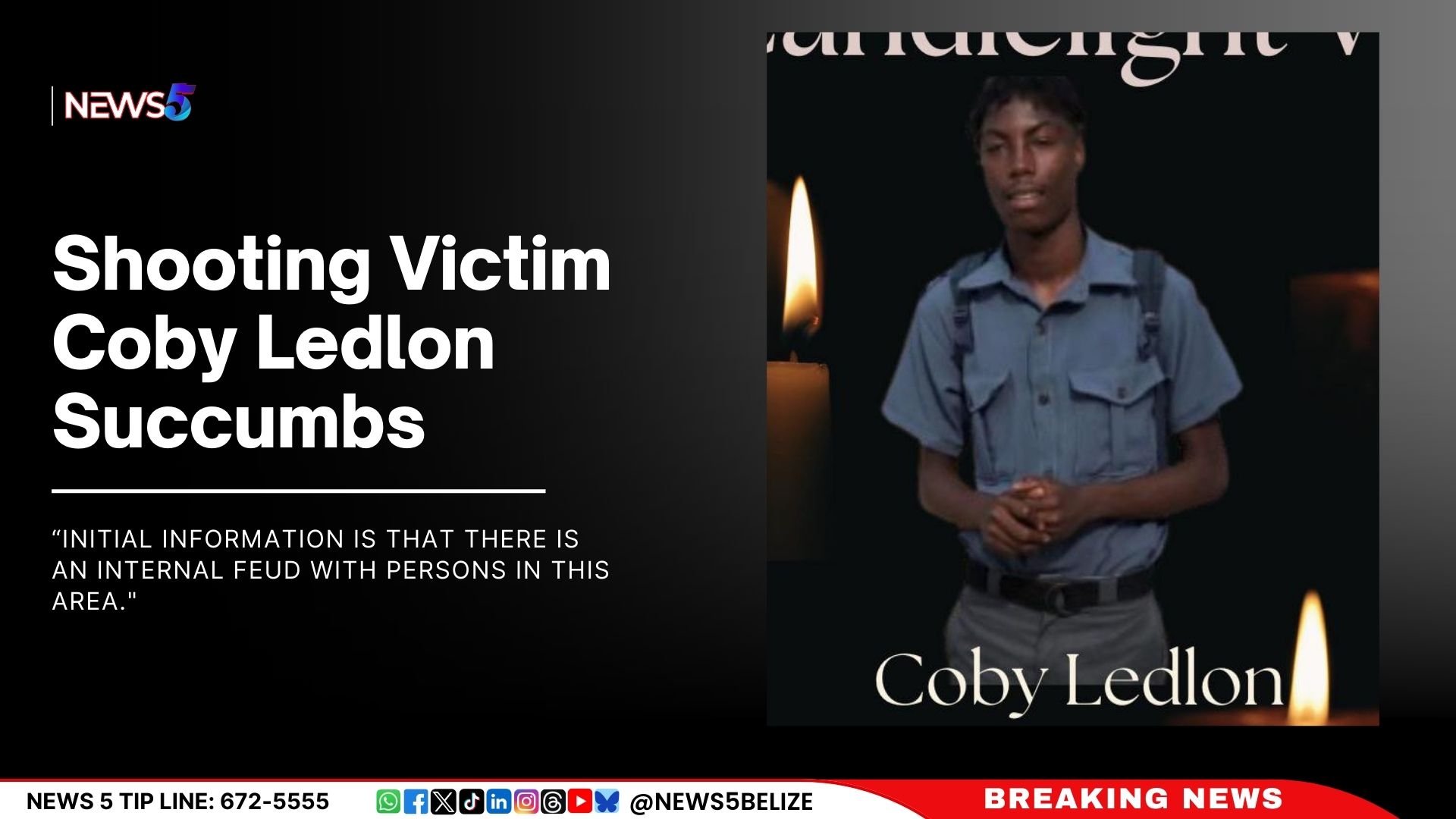 Shooting Victim Coby Ledlon Succumbs