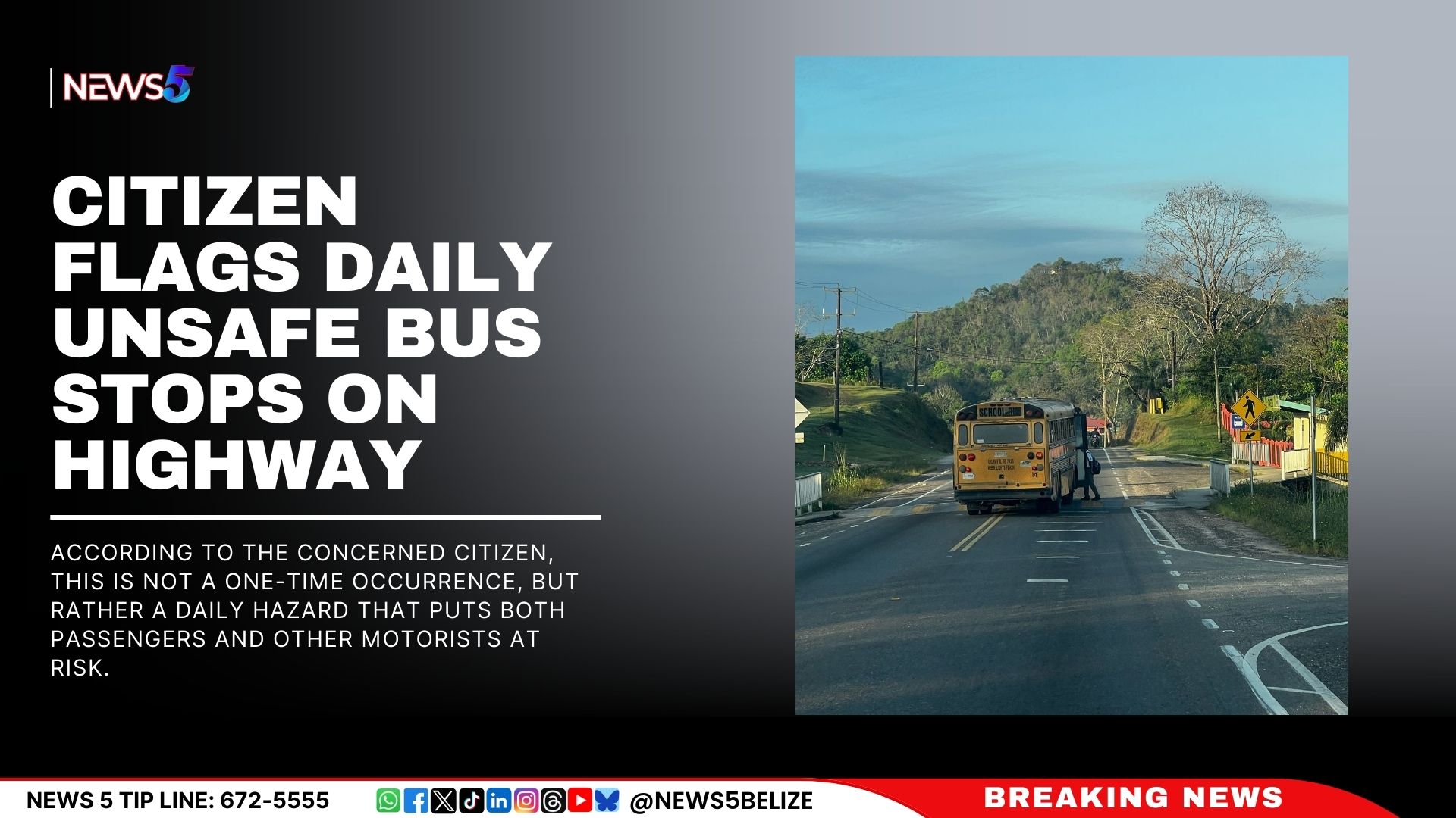 Citizen Flags Daily Unsafe Bus Stops on Highway
