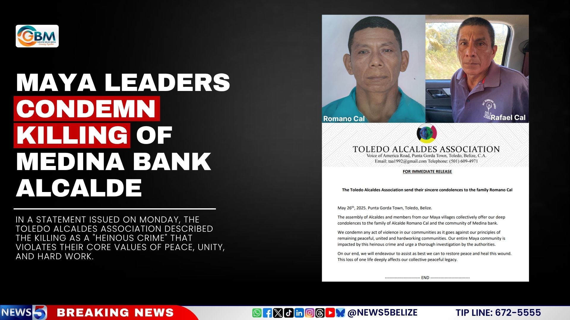 Maya Leaders Condemn Killing of Medina Bank Alcalde