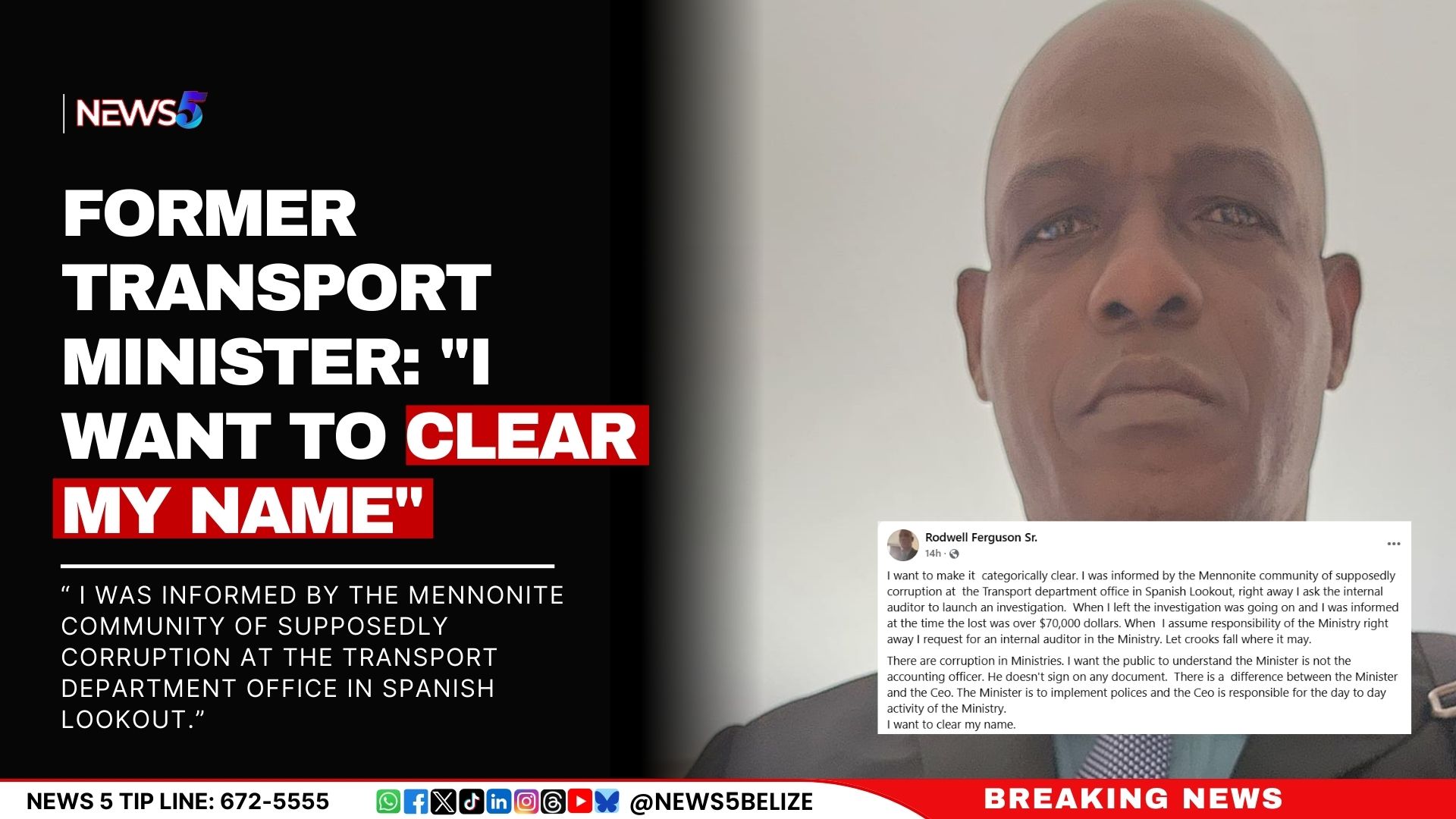 Former Transport Minister: “I Want to Clear My Name”