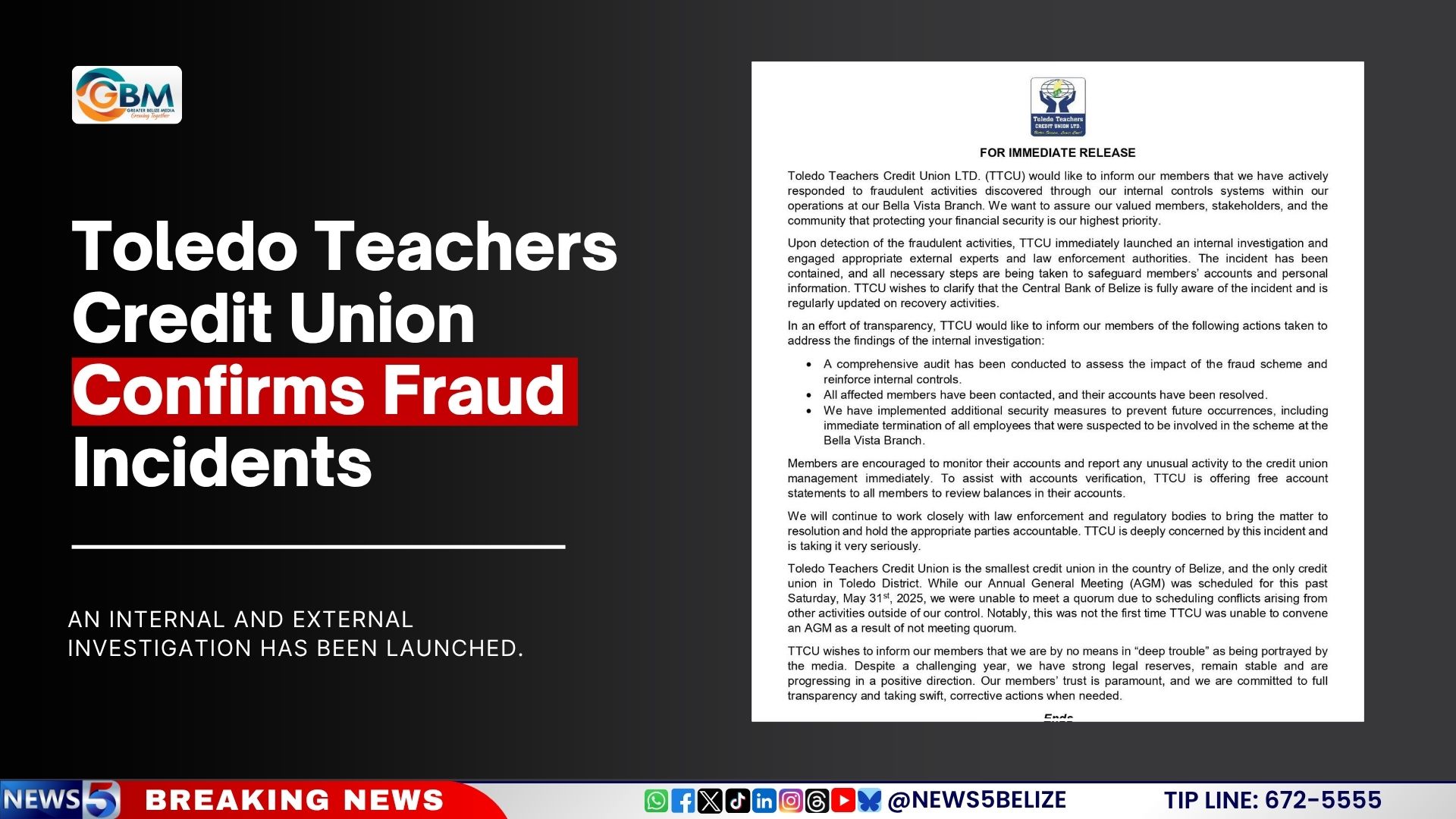 Toledo Teachers Credit Union Confirms Fraud Incidents