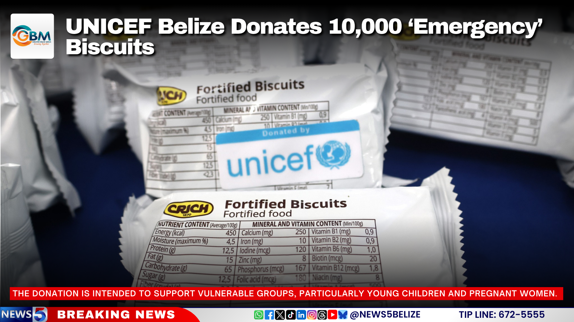 UNICEF Belize Donates 10,000 ‘Emergency’ Biscuits