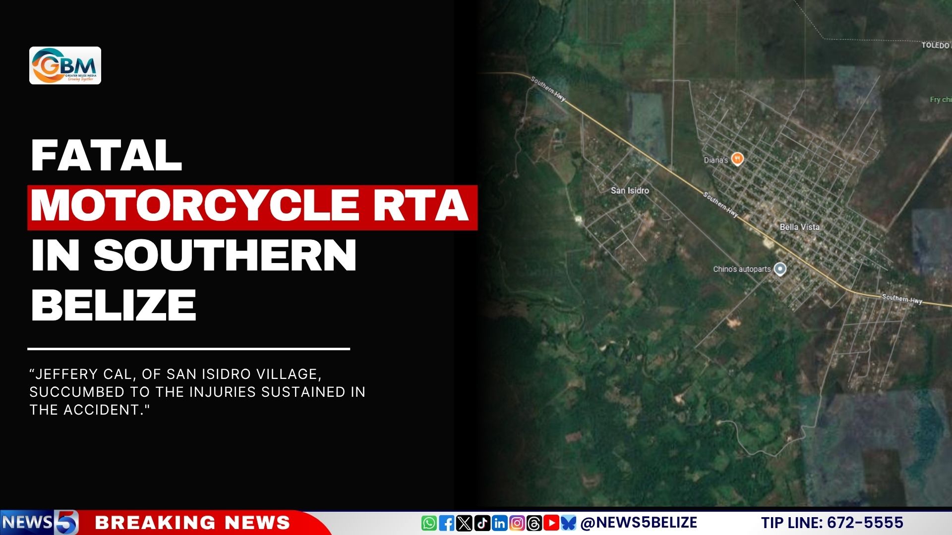 Fatal Motorcycle RTA in Southern Belize