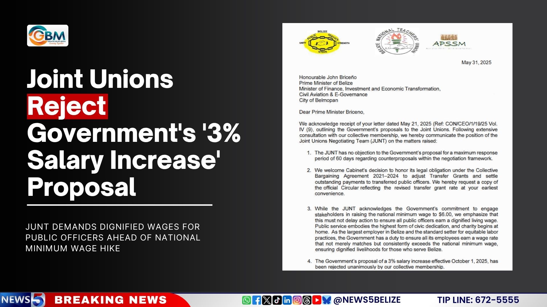 Joint Unions Reject Government's '3% Salary Increase' Proposal