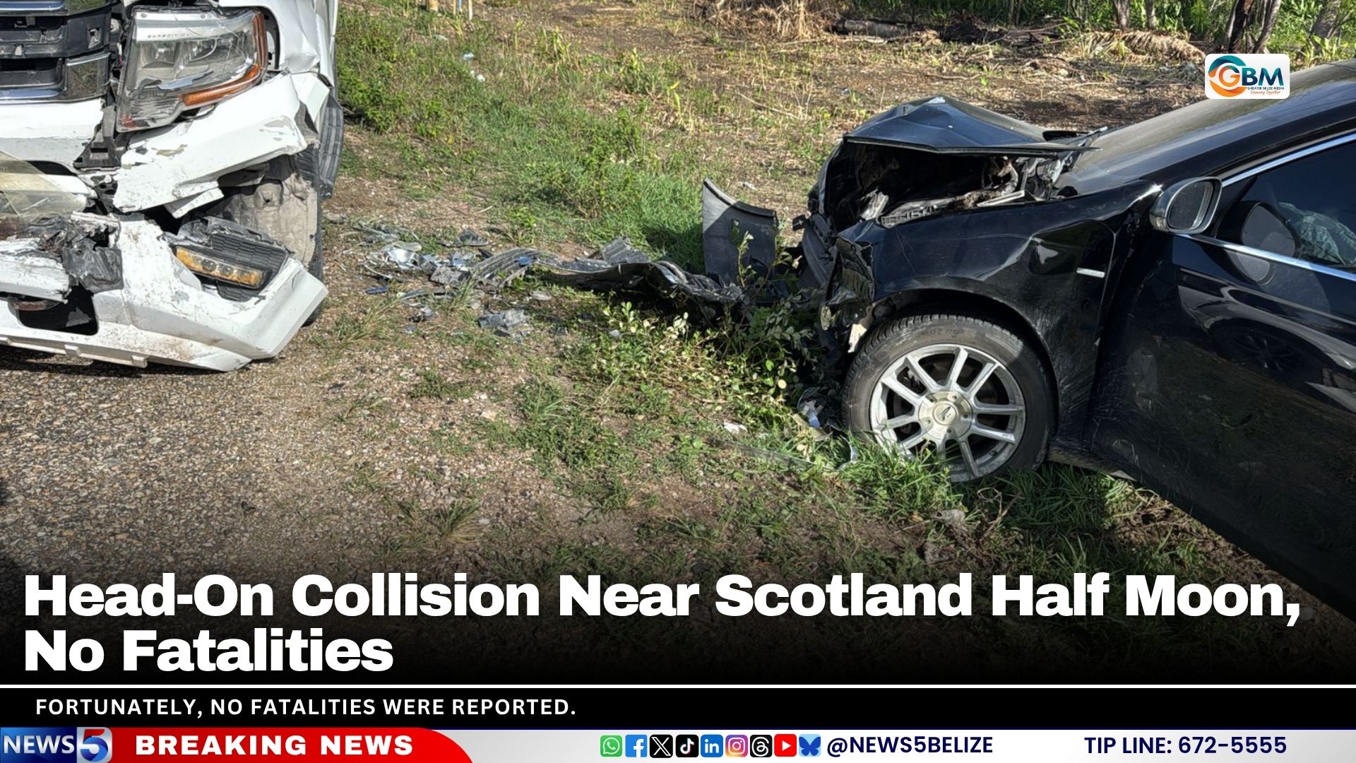 Head-On Collision Near Scotland Half Moon, No Fatalities