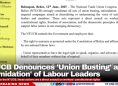 NTUCB Denounces 'Union Busting' and 'Intimidation' of Labour Leaders