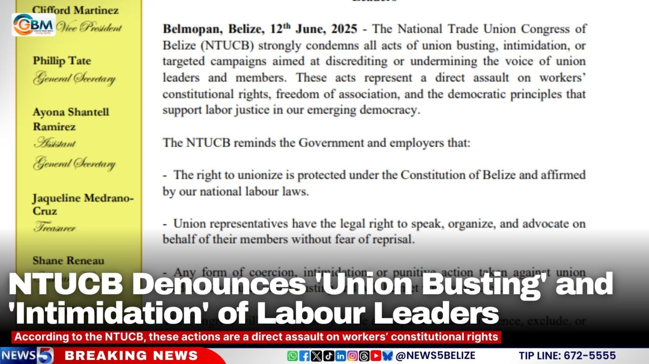 NTUCB Denounces 'Union Busting' and 'Intimidation' of Labour Leaders