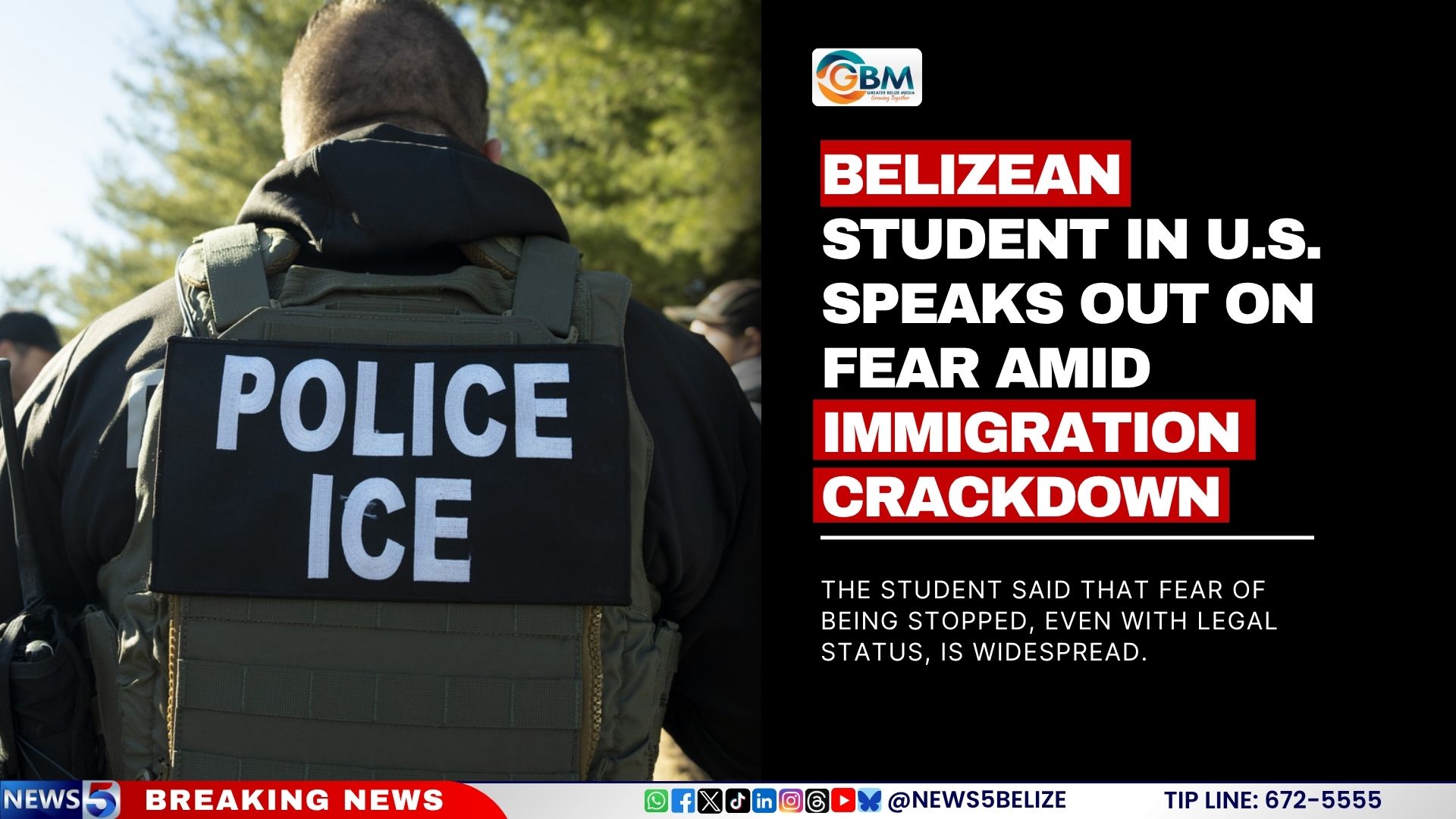 Belizean Student in U.S. Speaks Out on Fear Amid Immigration Crackdown