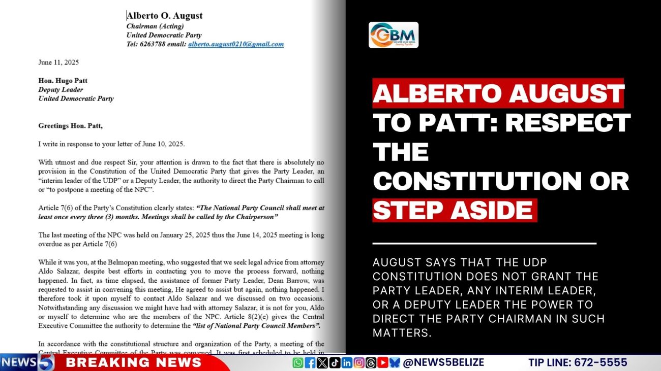 Alberto August to Patt: Respect the Constitution or Step Aside