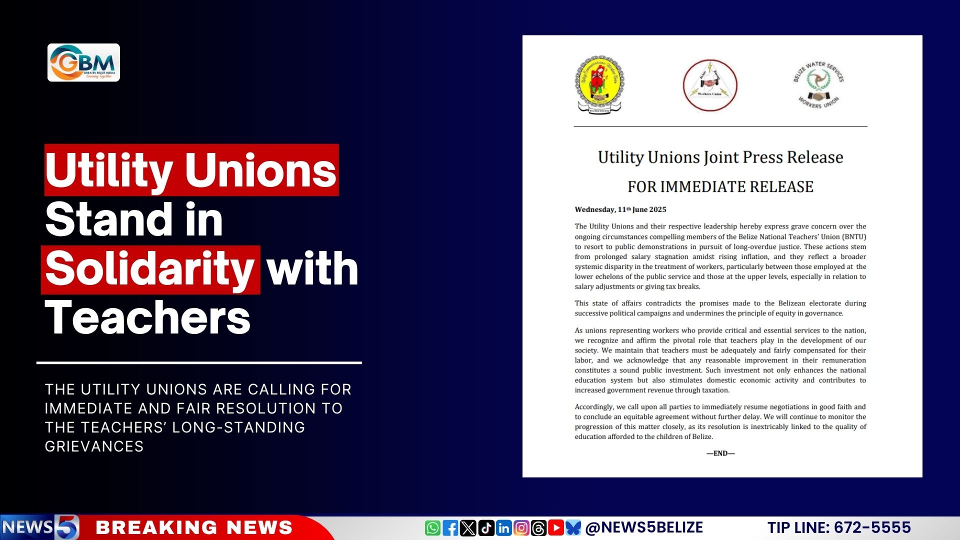 Utility Unions Stand in Solidarity with Teachers