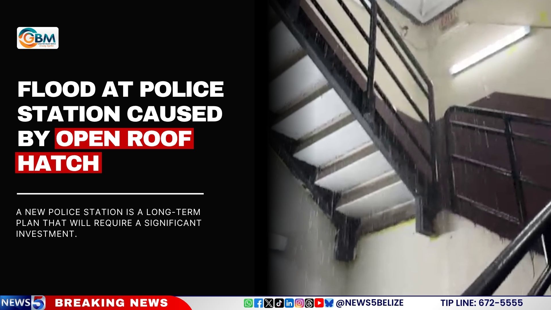 Flood at Police Station Caused by Open Roof Hatch