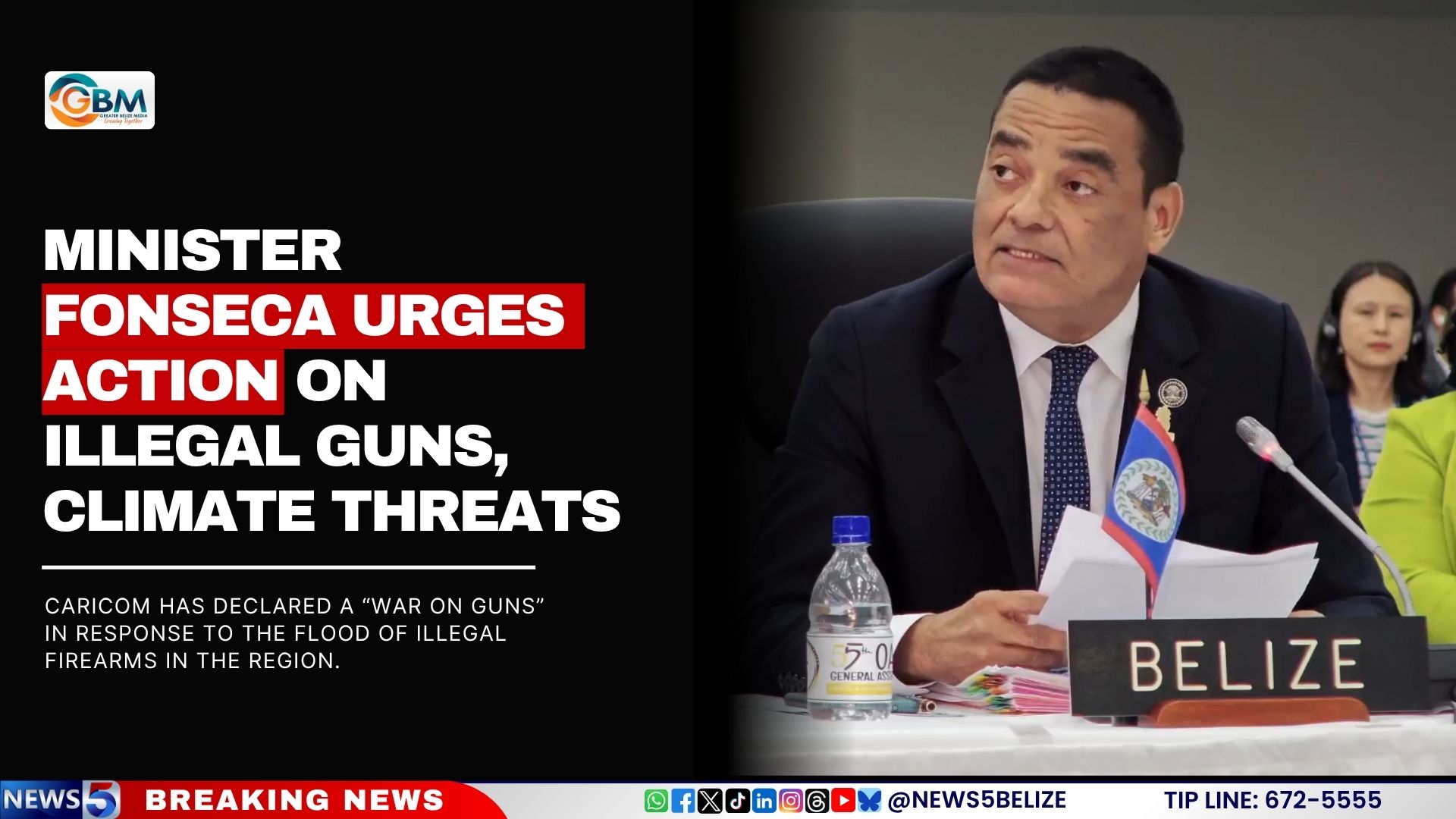 Minister Fonseca Urges Action on Illegal Guns, Climate Threats