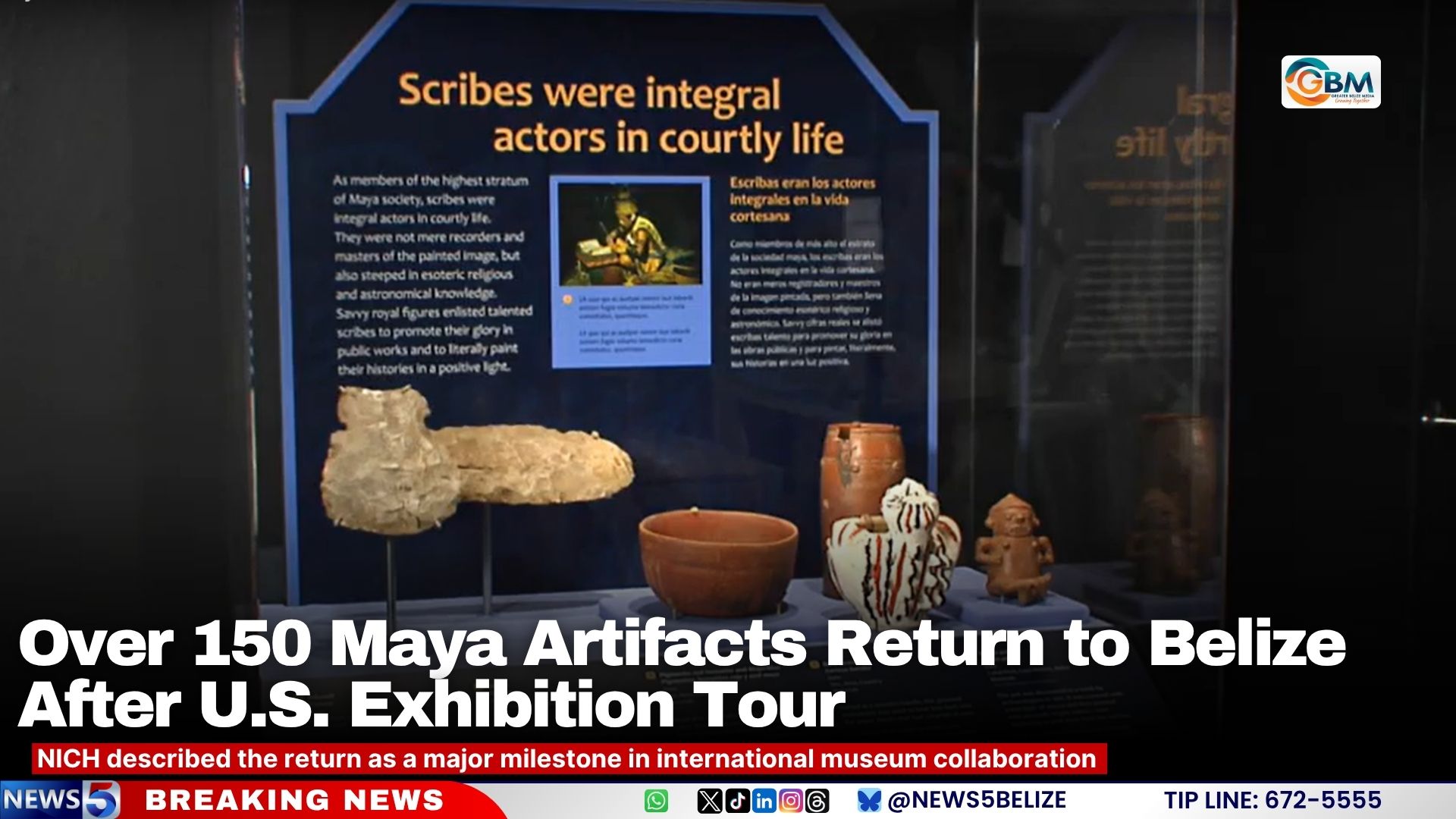 Over 150 Maya Artefacts Return to Belize After U.S. Exhibition Tour