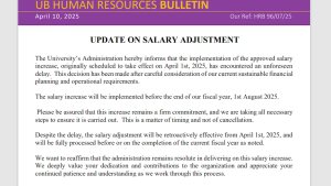 UBFSU Calls GOB to Table Over Salary Increase Demand