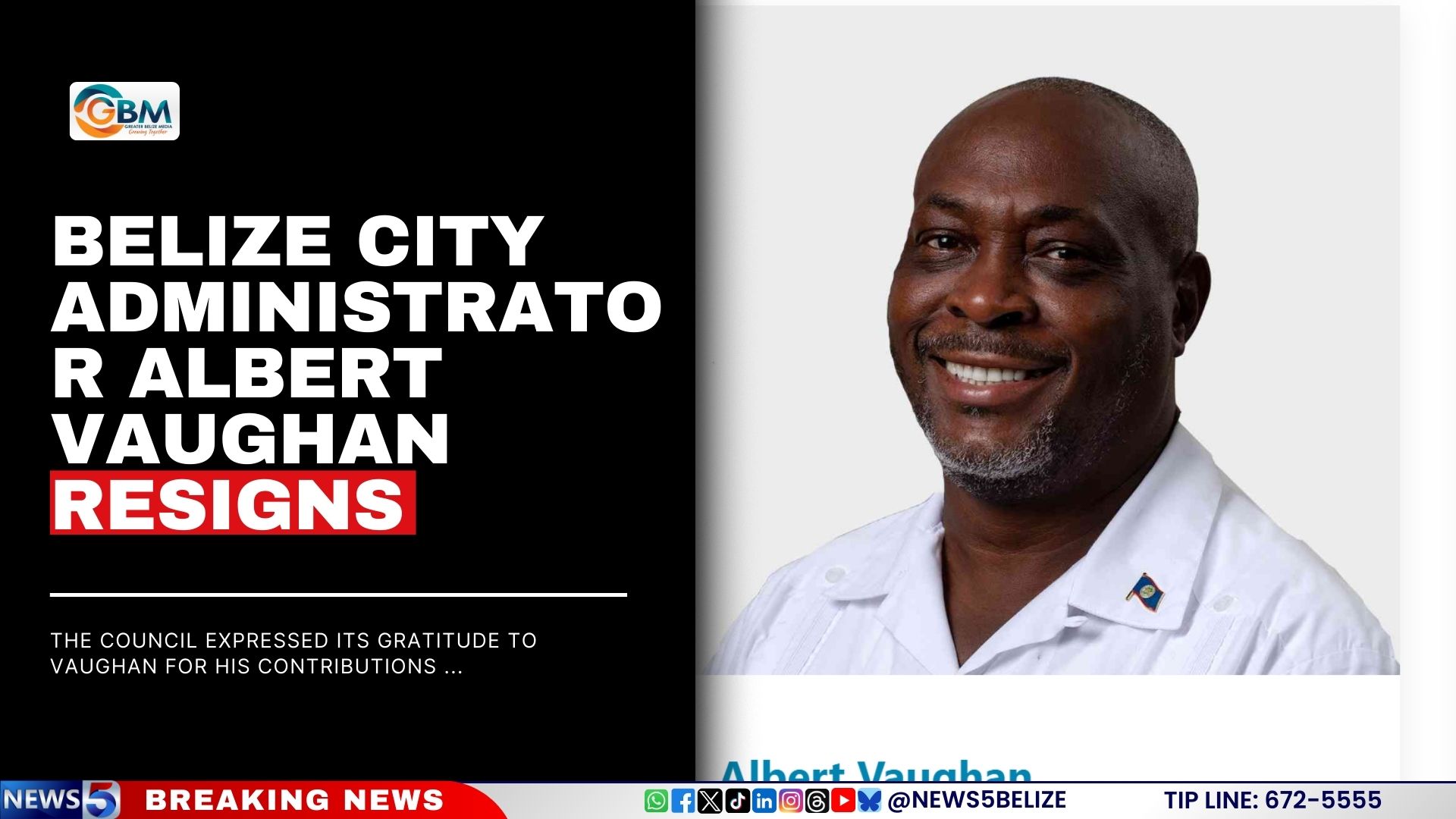 Belize City Administrator Albert Vaughan Resigns
