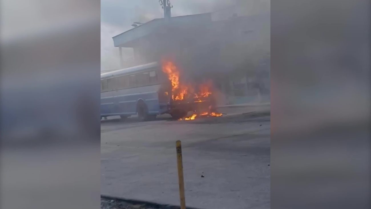 Central Transit Bus Up in Flames in Belize City  