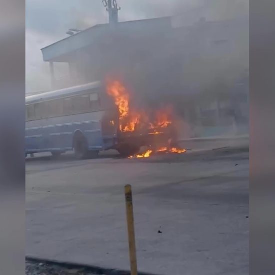 Central Transit Bus Up in Flames in Belize City  