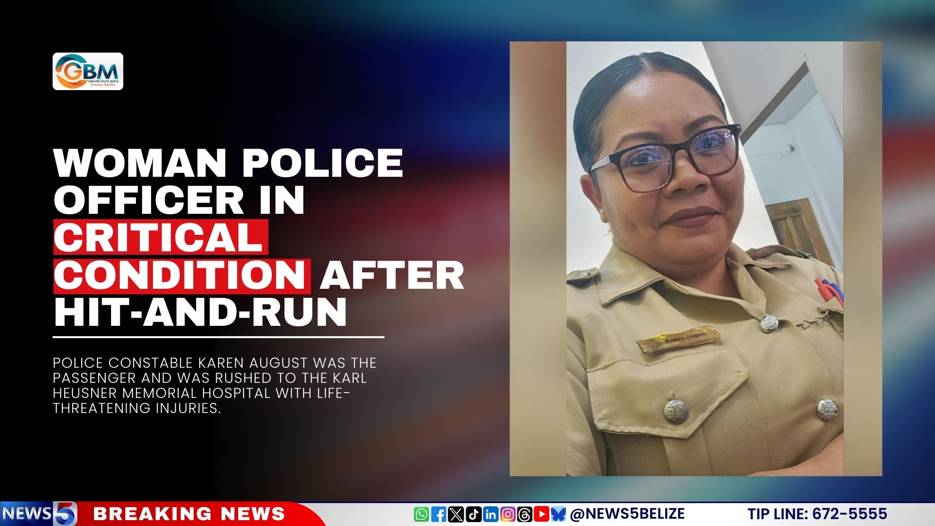 Woman Police Officer in Critical Condition After Hit-and-Run