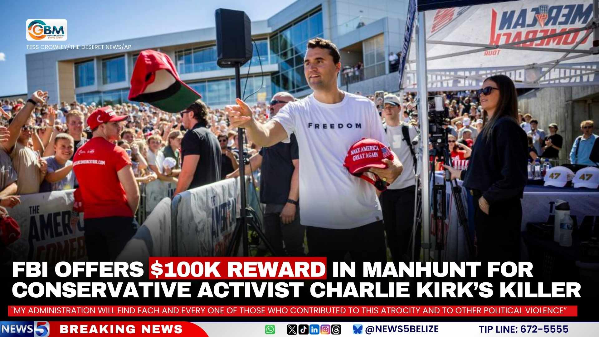 FBI Offers $100K Reward in Manhunt for Conservative Activist Charlie Kirk’s Killer