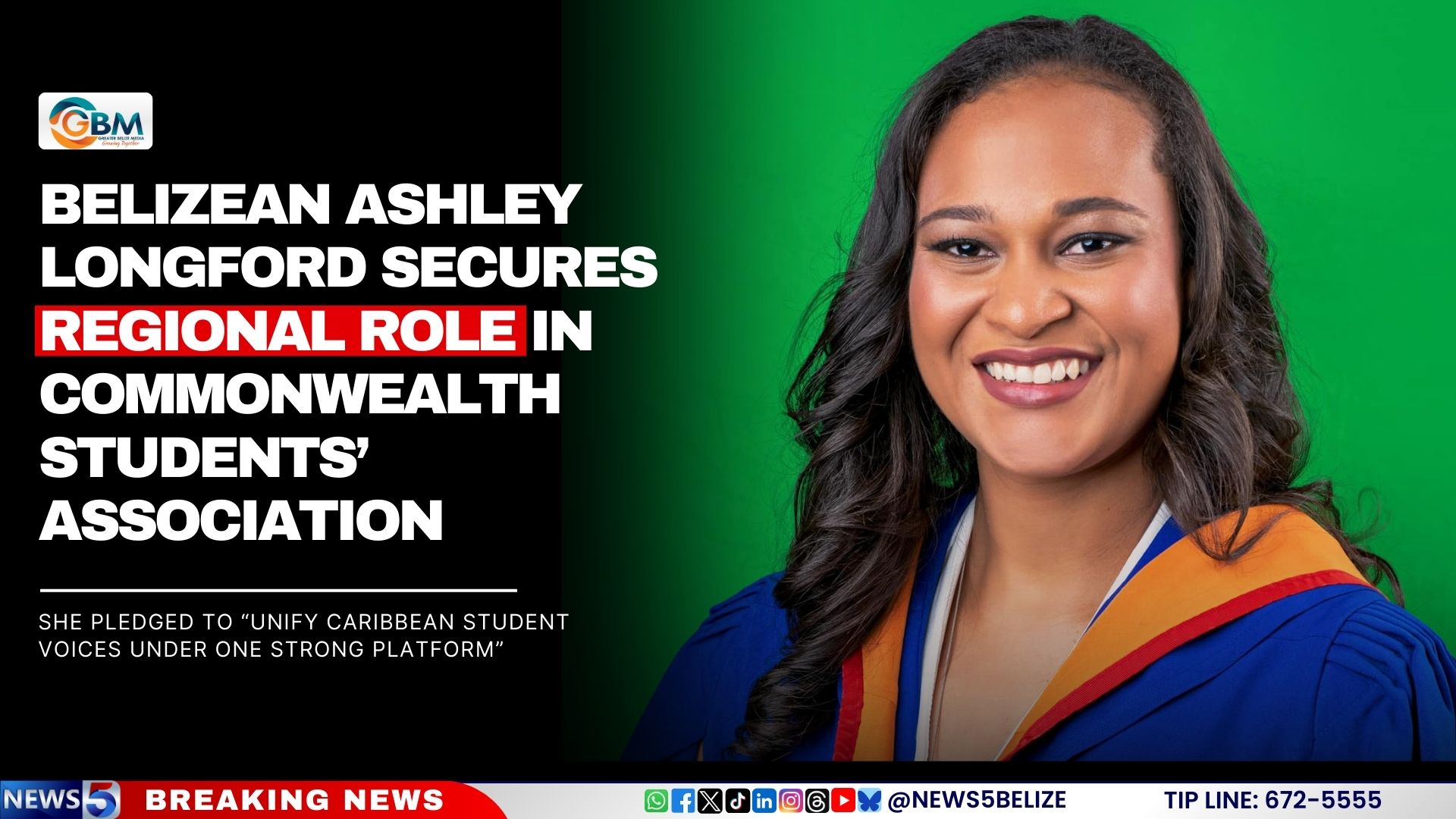 Belizean Ashley Longford Secures Regional Role in Commonwealth Students’ Association