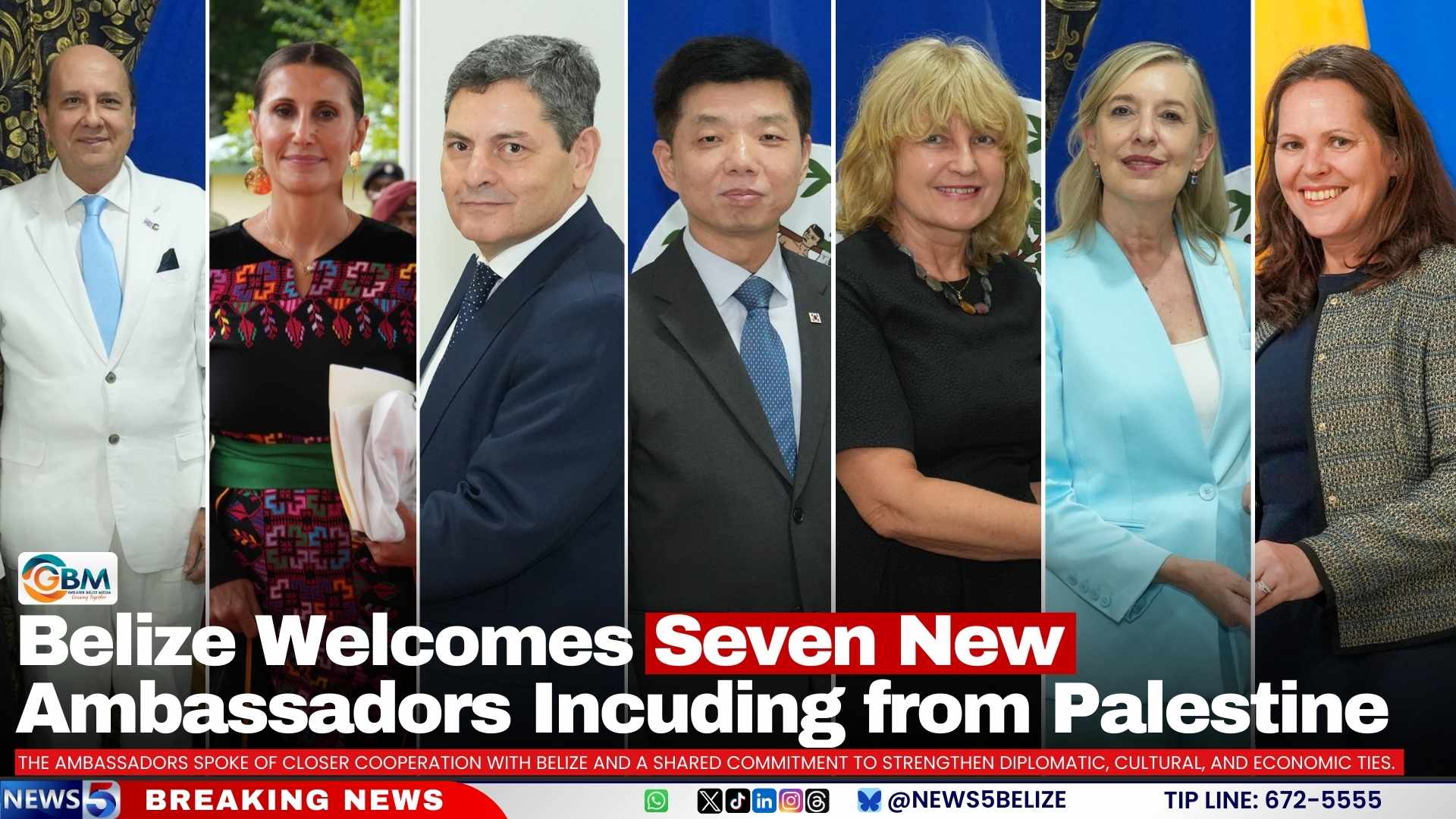 Belize Welcomes Seven New Ambassadors Incuding from Palestine
