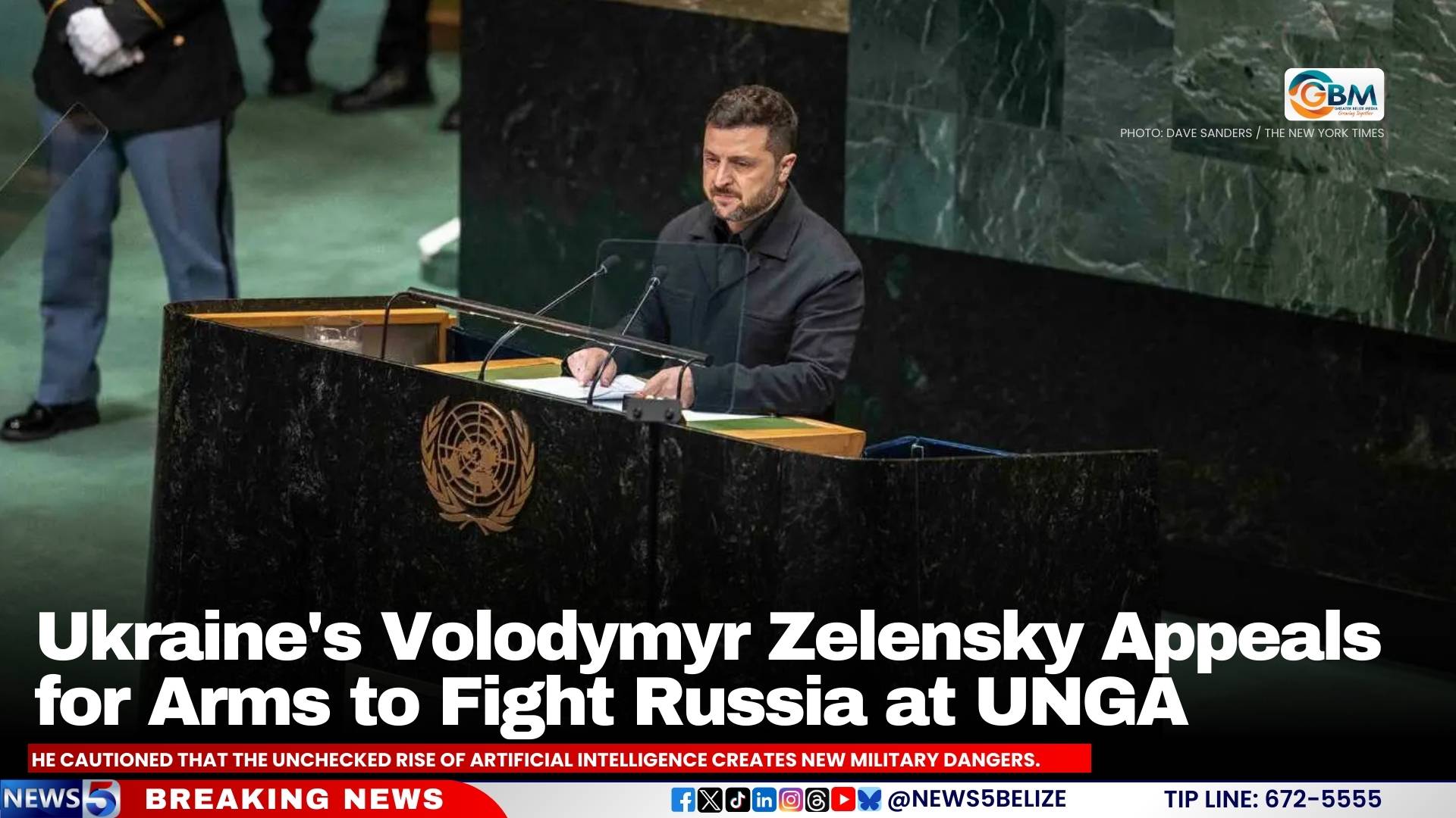 Ukraine's Volodymyr Zelensky Appeals for Arms to Fight Russia at UNGA