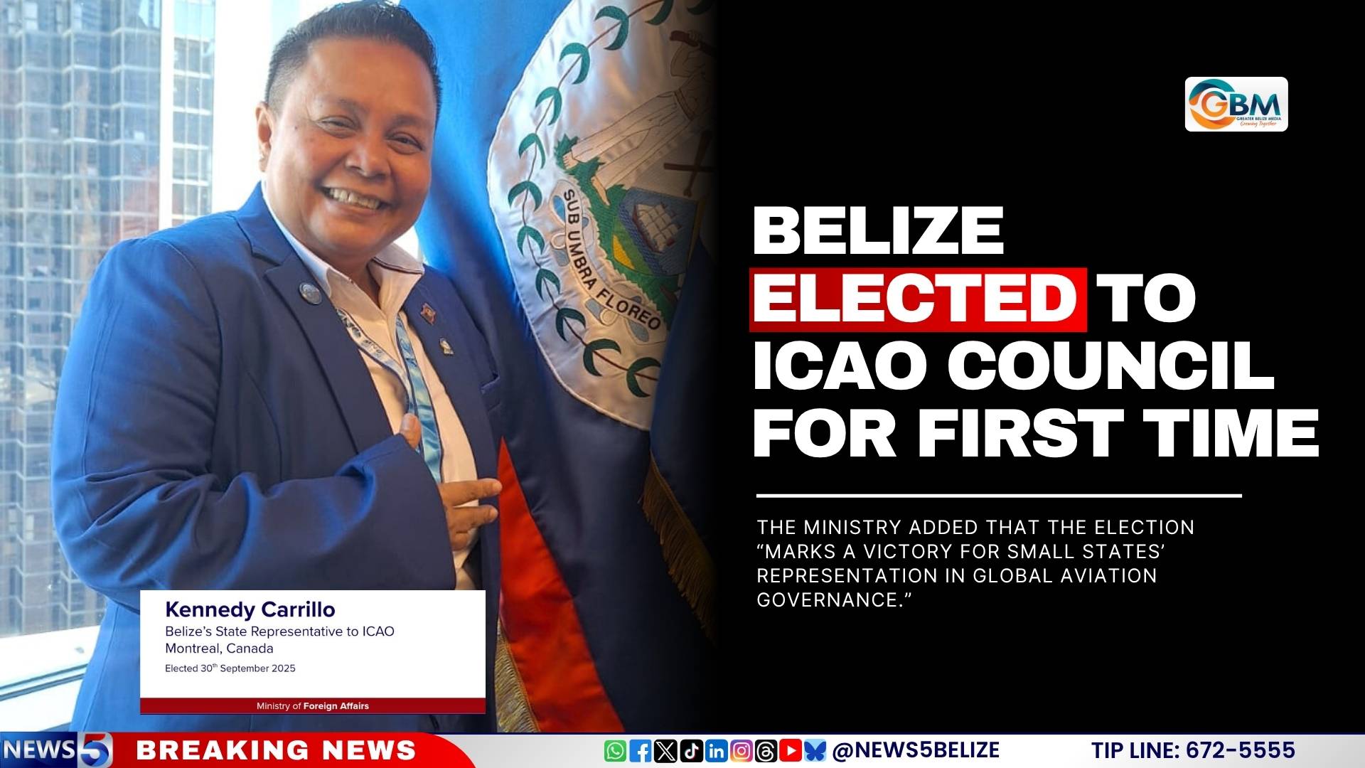 Belize Elected to ICAO Council for First Time