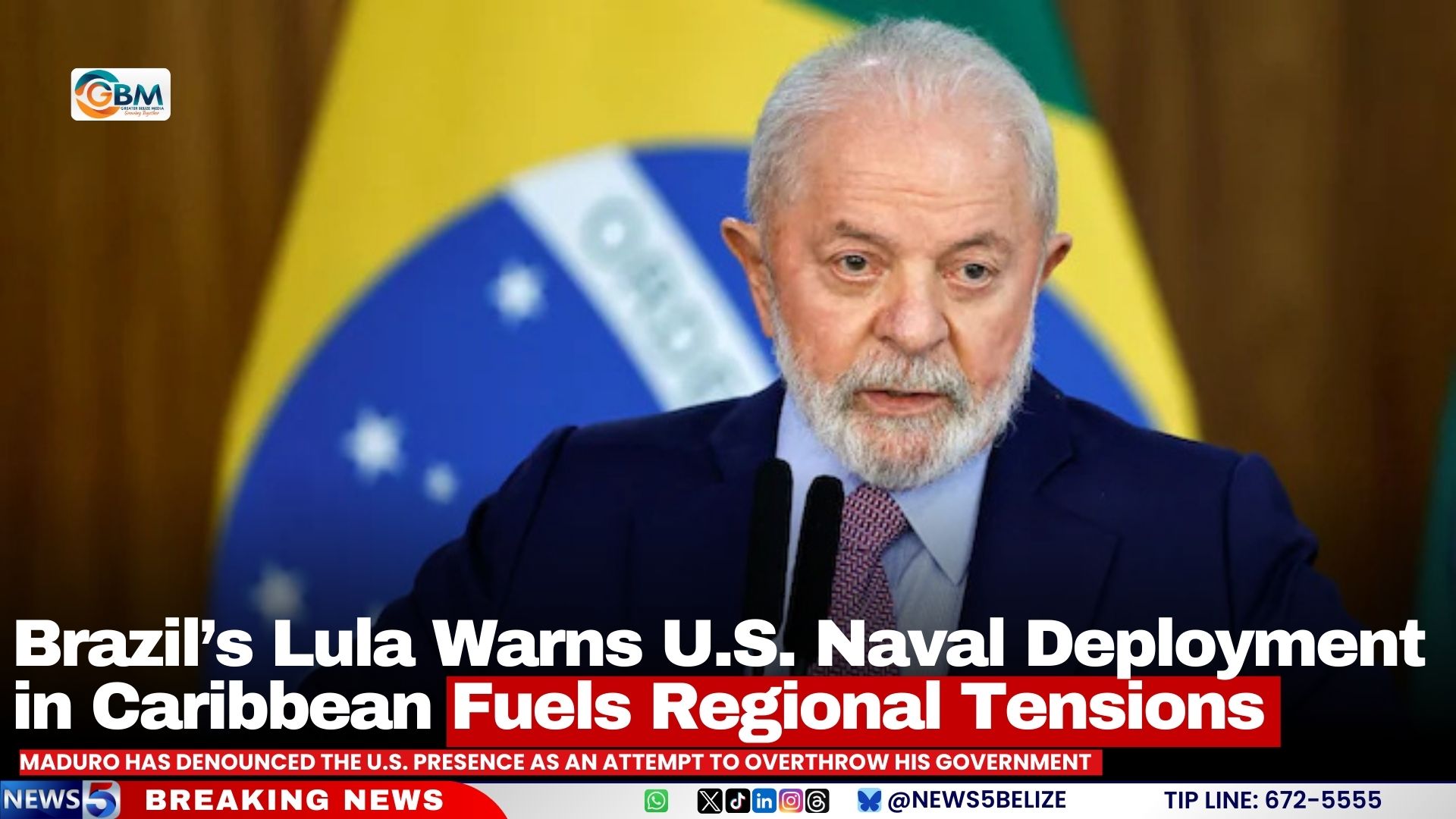 Brazil’s Lula Warns U.S. Naval Deployment in Caribbean Fuels Regional Tensions