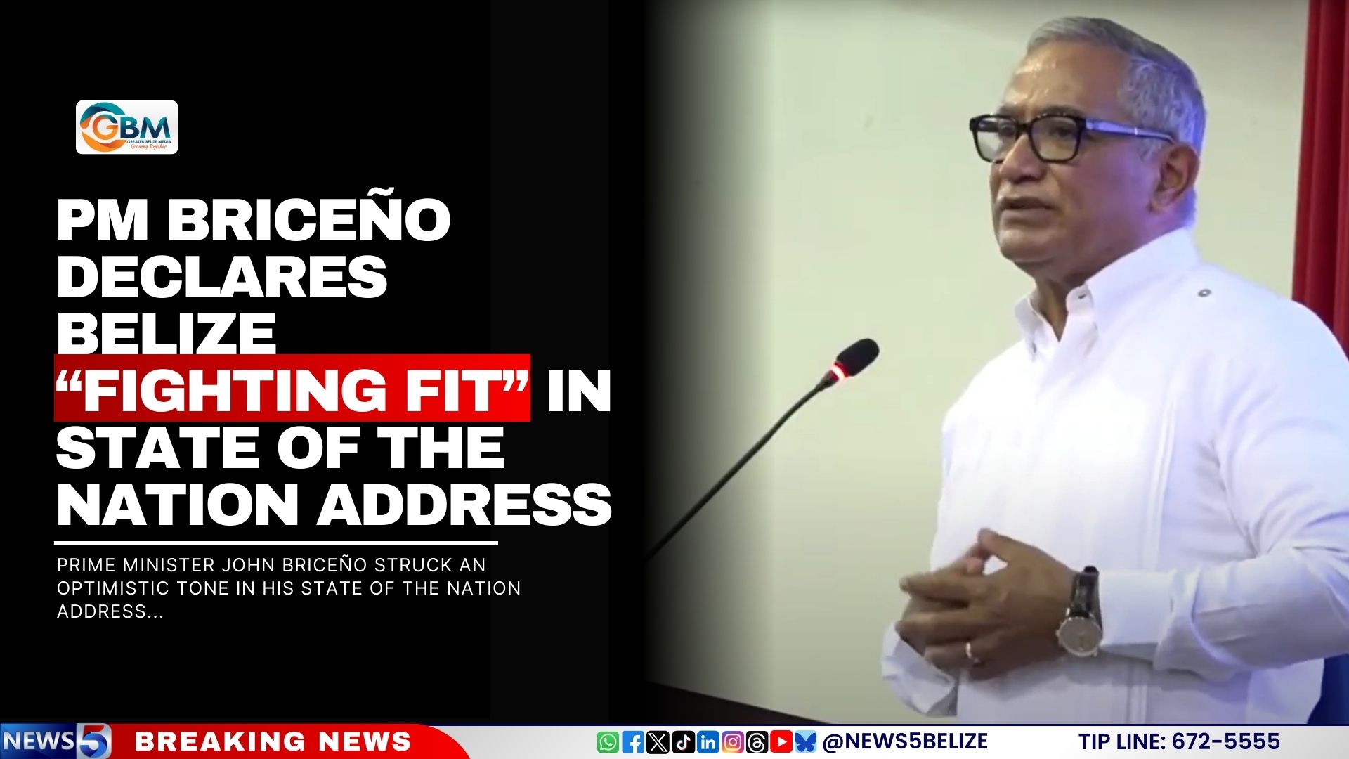 PM Briceño Declares Belize “Fighting Fit” in State of the Nation Address