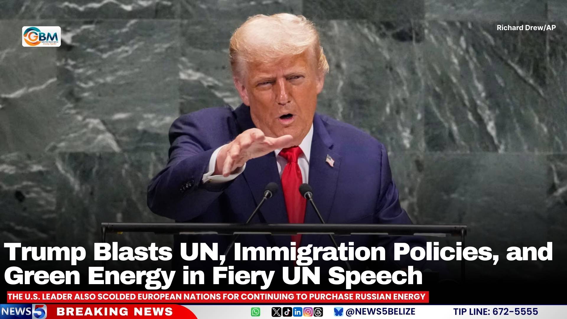 Trump Blasts UN, Immigration Policies, and Green Energy in Fiery UN Speech